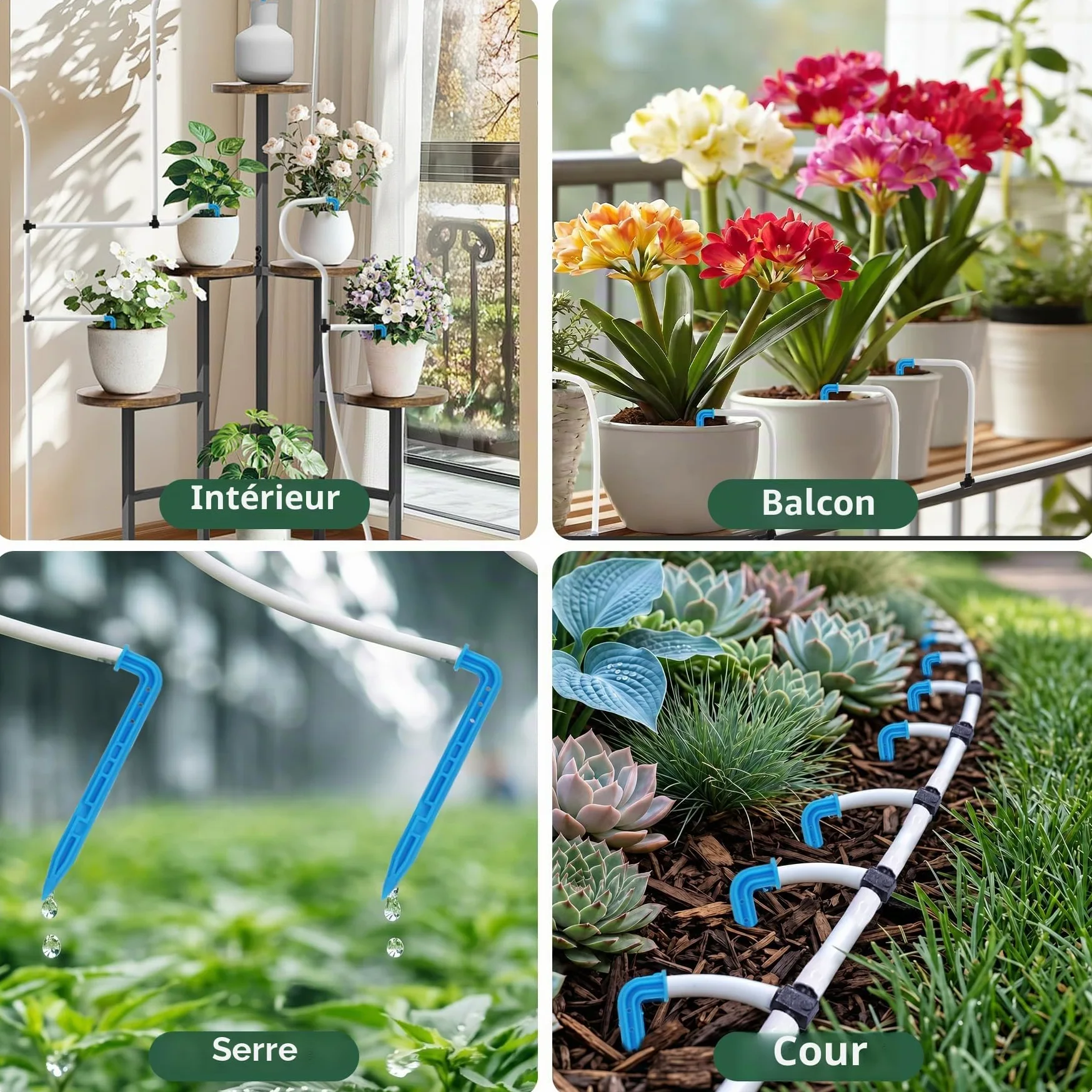 Système d'Arrosage Automatique Interieur Rechargeable Kit Arrosage Goutte à Goutte pour 15 Plantes en Pot Système d'Irrigation d'Intérieur pour Interieur, Balcons, Serre, Jardin