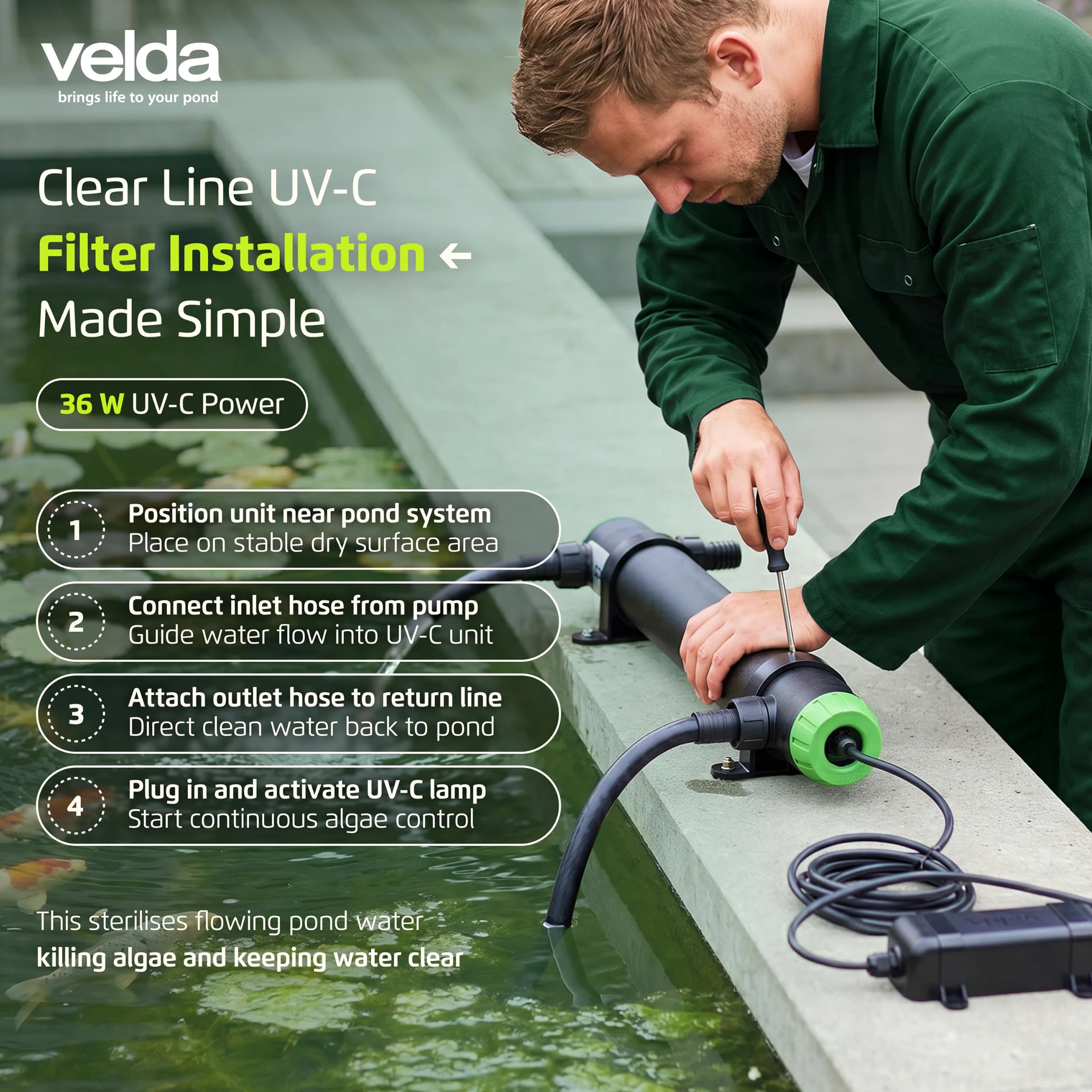 Velda, module UV-C 36 watts anti-algues pour bassin d'agrément, 126576