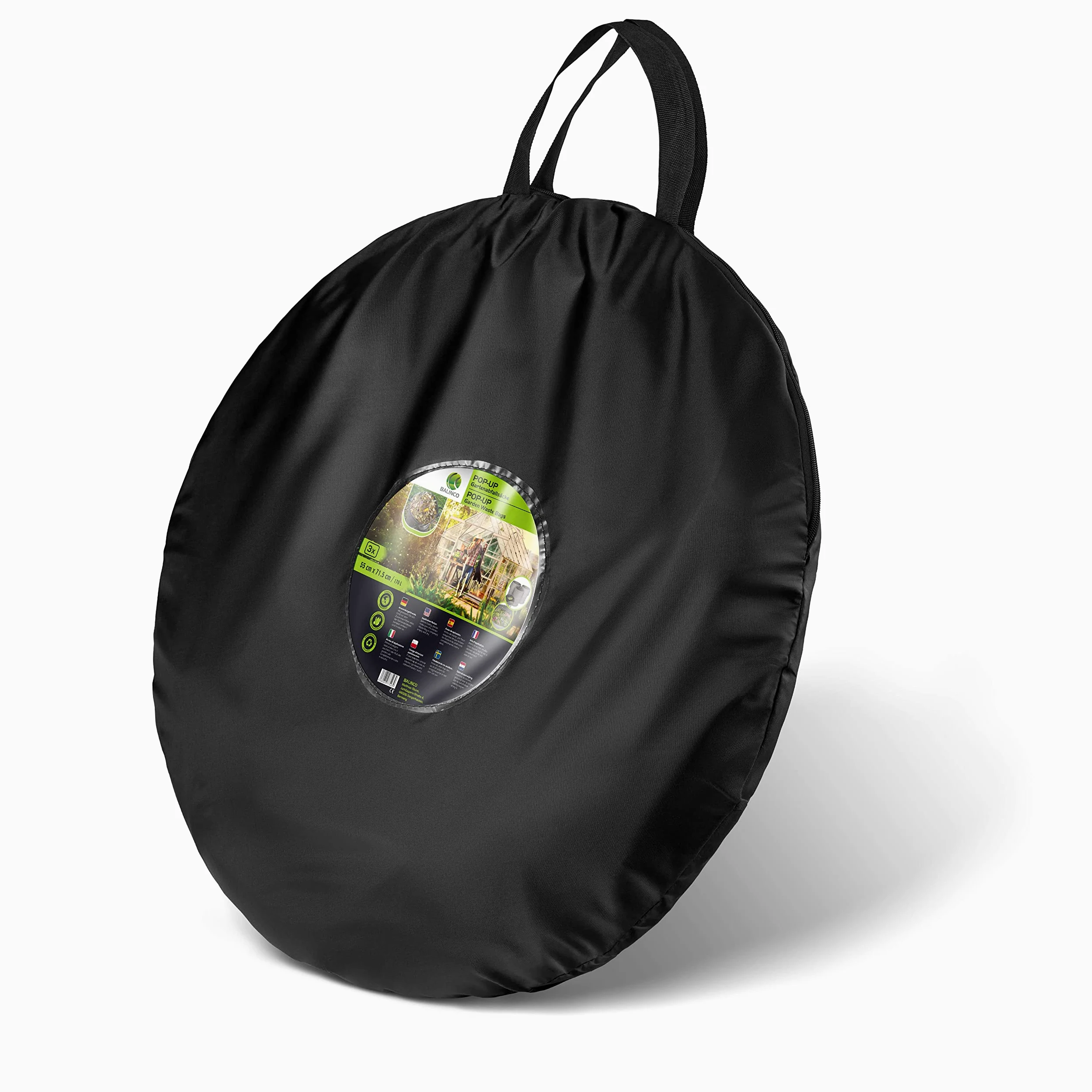 3x Sacs de jardin gris autoportant & stable 170 litres - Sac à déchets & feuilles - polyester résistant 22
