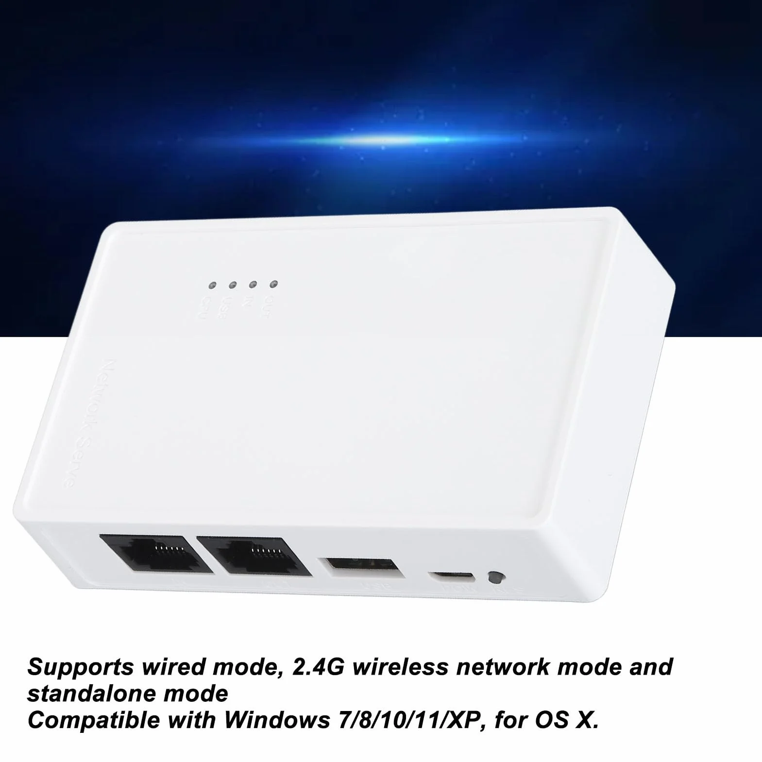 Ciciglow Serveur d'impression sans fil USB 2.0 480 Mbps Pont LAN 10/100 Mbps