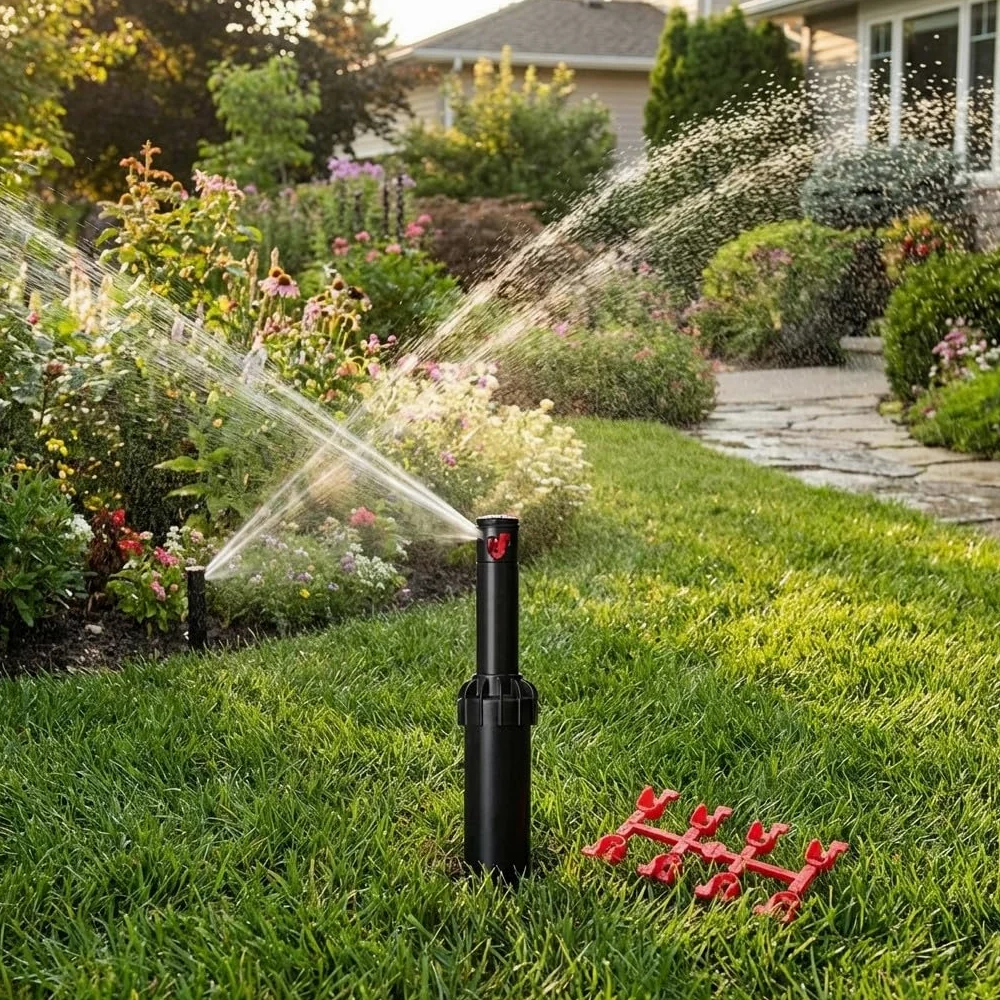Suinga Lot de 4 Arroseur Hunter PGJ-04, Lot de 4 turbines d'arrosage 1/2" 4,3 à 11,6 m, Noir