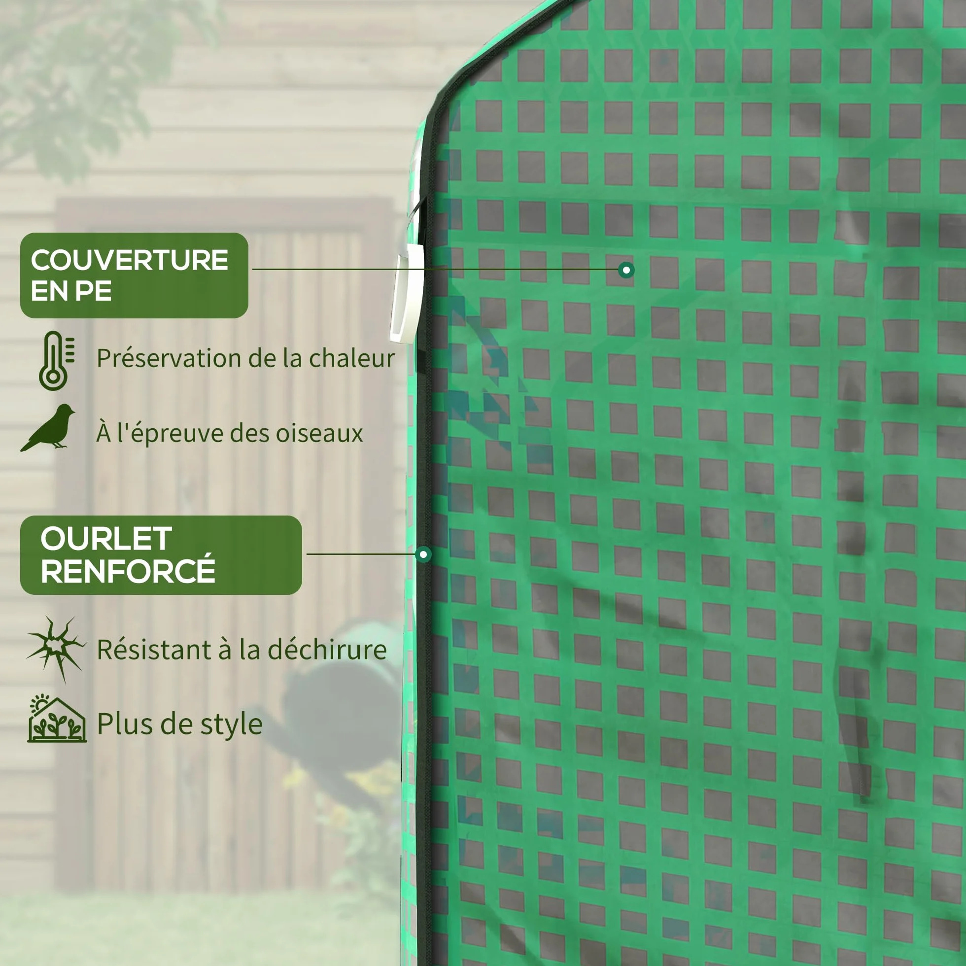 Outsunny Bâche de Remplacement pour Serre de Jardin 140 x 143 x 190 cm Anti-UV Vert
