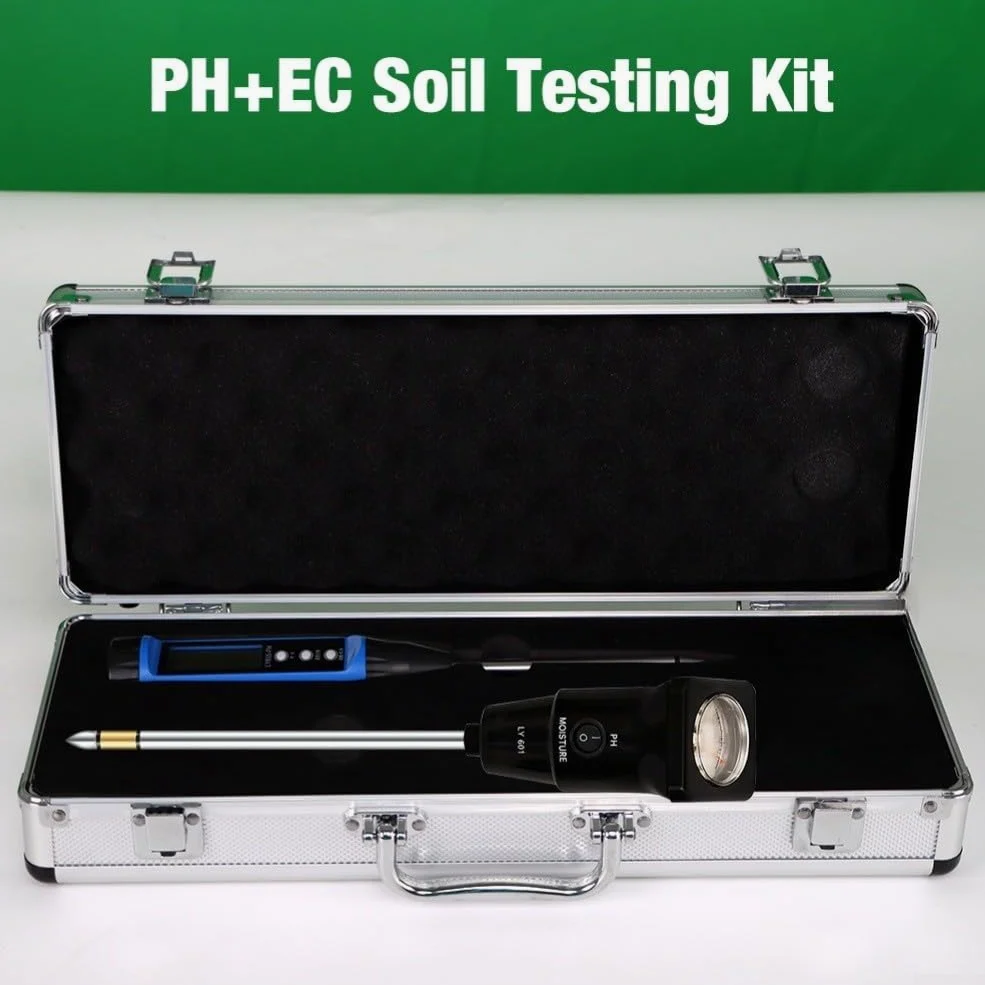 Testeur numérique de pH et de conductivité, 3-14pH et 0-19,99 mS/cm Testeur de sol avec écran LCD, compensation automatique de la température, sonde portable pour agriculture de jardin agricole