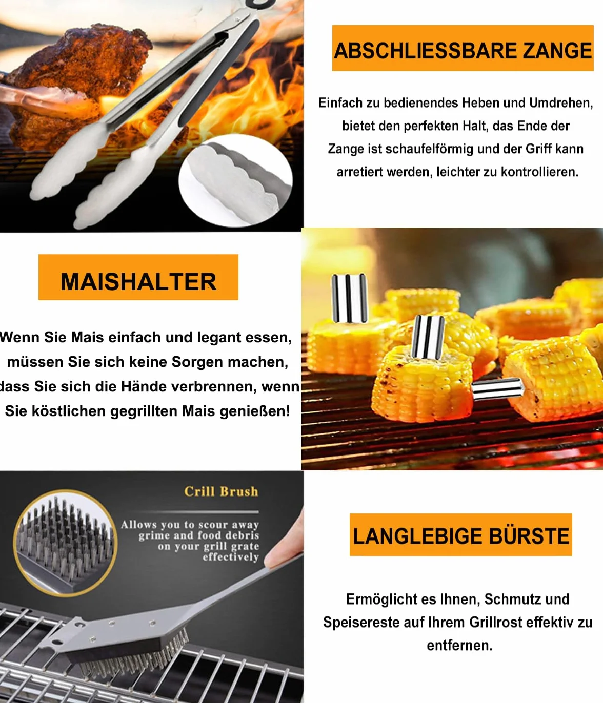 MUJUZE Accessoires Barbecue Cadeau Kit Ustensiles Barbecue en Acier Inoxydable Très épais