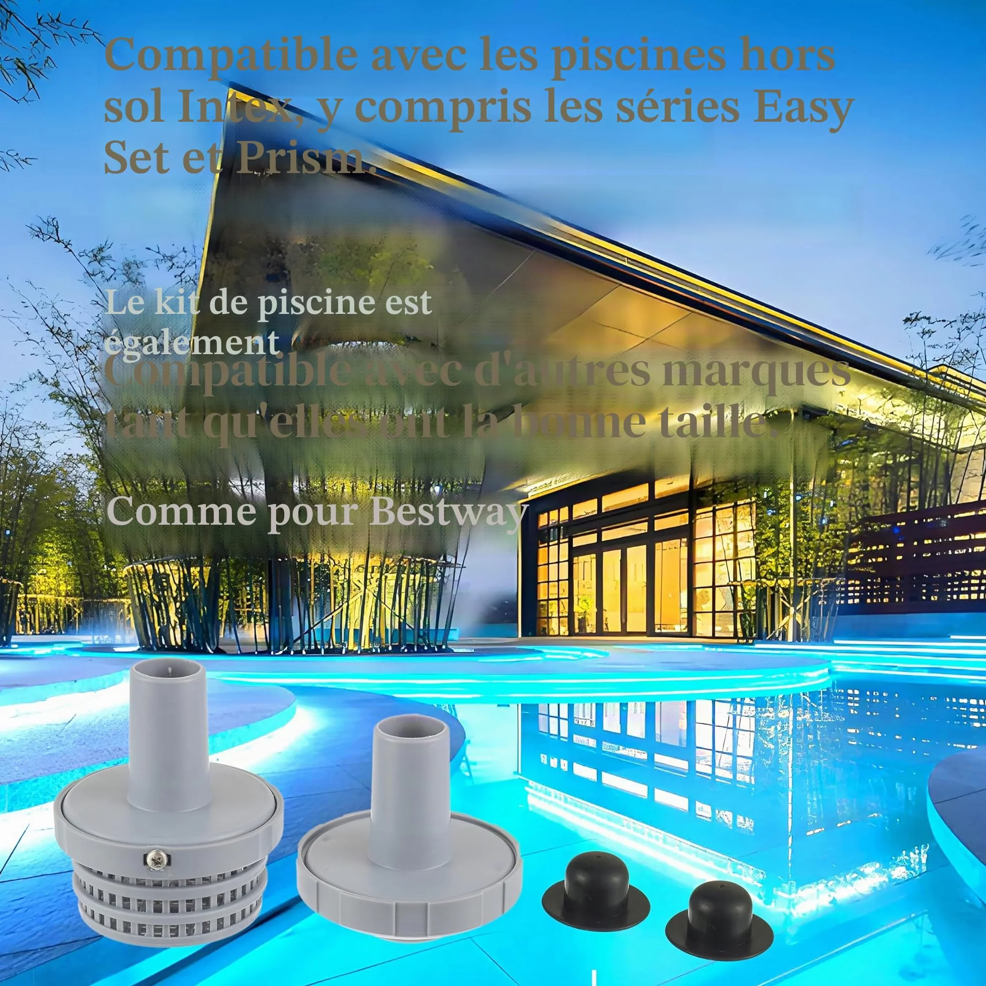 Kit de Raccordement pour Piscine Ø 32 mm – Crépines, Filtre de Sortie et Buse d'Entrée Hors Sol