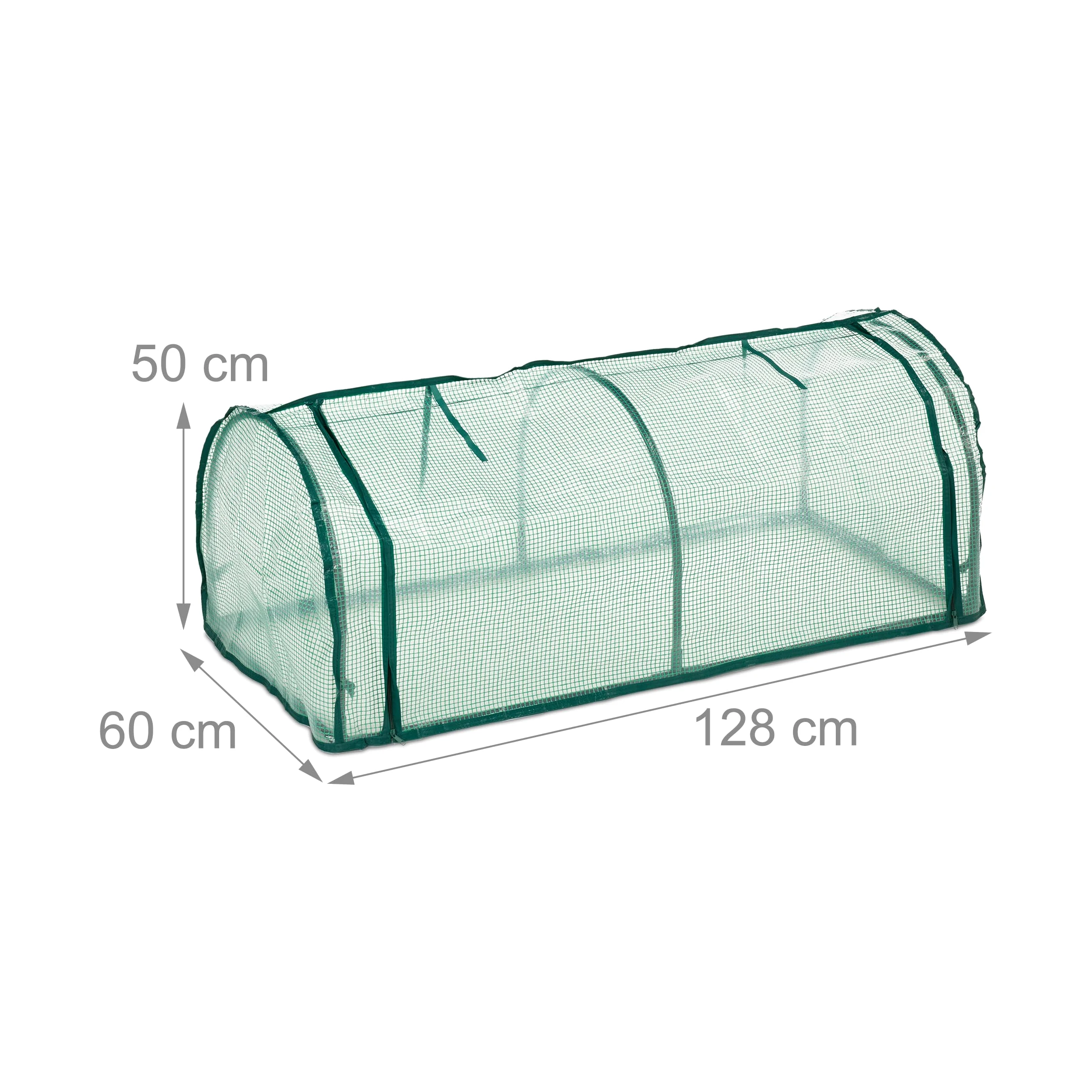 Relaxdays Serre de Jardin, Fer, bâche en PE, Porte Enroulable avec Fermetures éclair, H x L x P : 50 x 128 x 60 cm, Vert