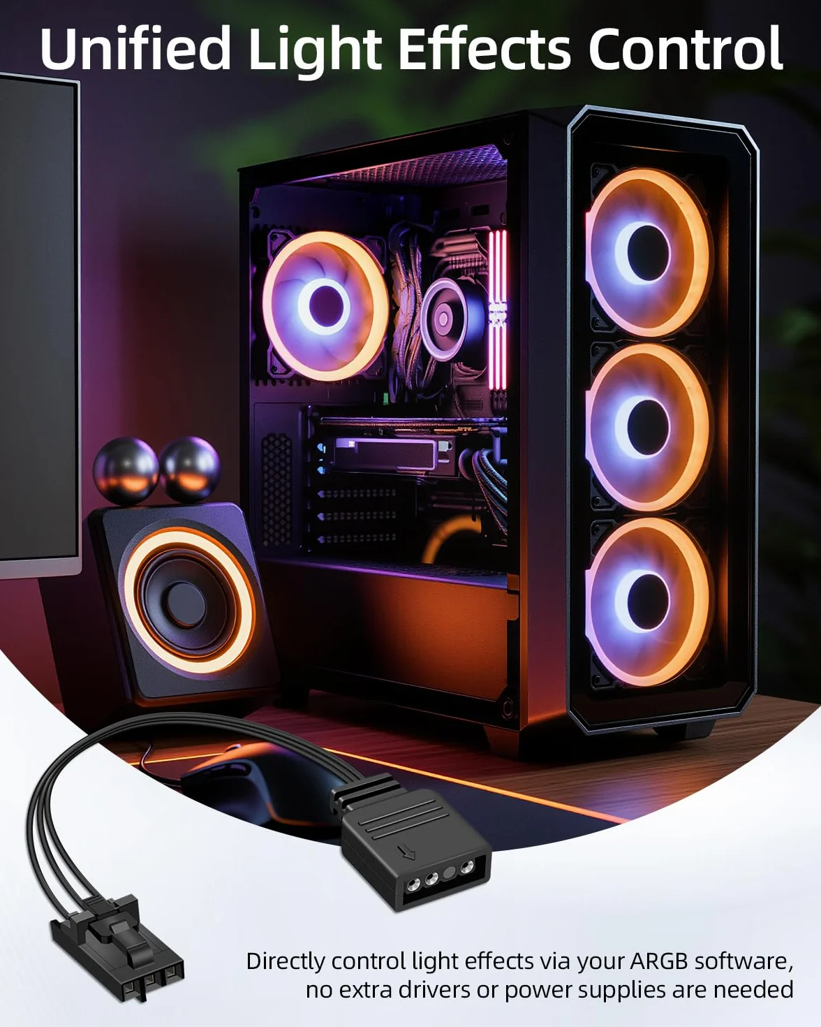 Câble Contrôleur RGB 3 Broches vers ARGB 3 Broches pour Hub RGB Corsair, Compatible Commander Core iCUE Commander Core XT Lighting Node Core, Lot de 2