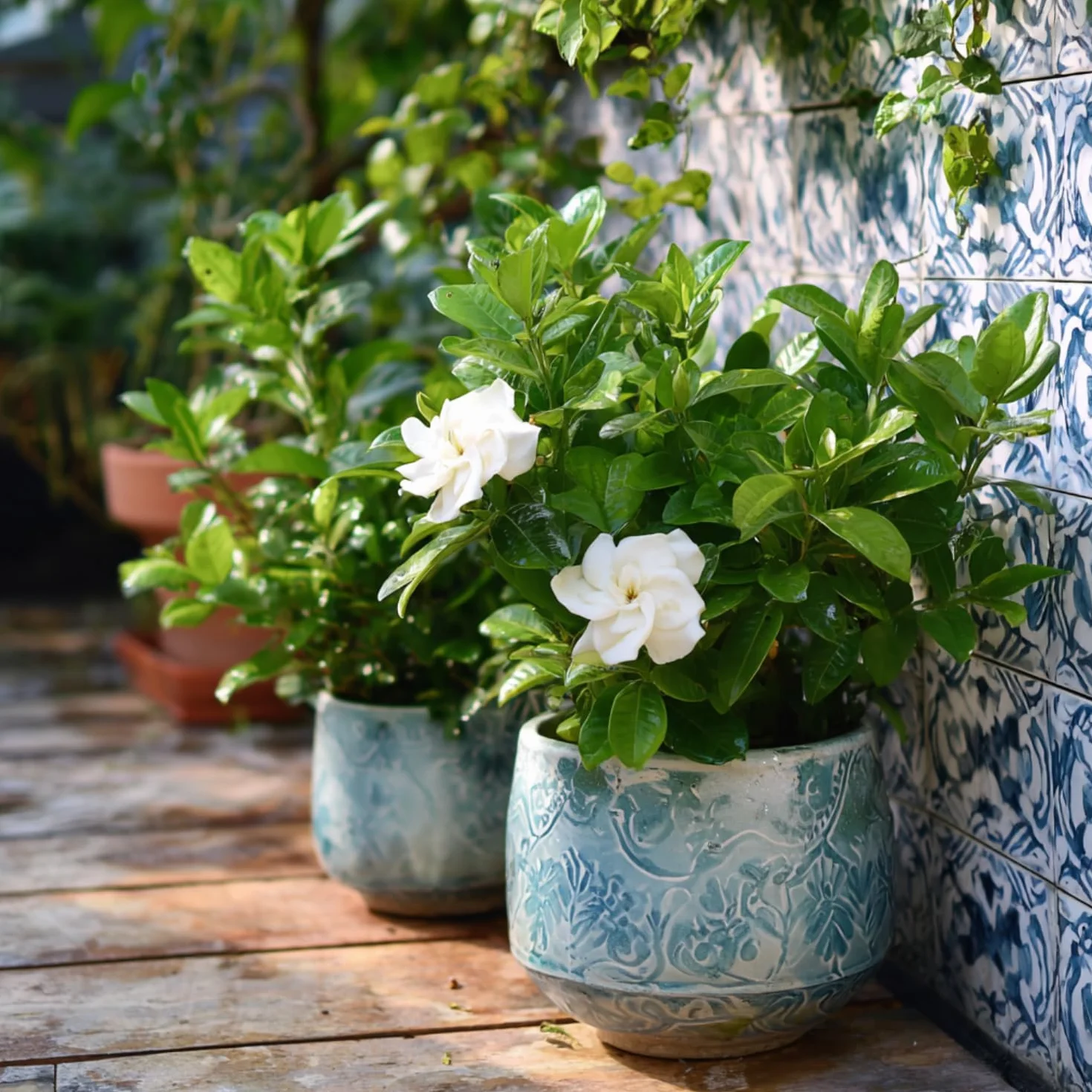 Gardenia Jasminoides Set de 2 Plantes d'intérieur Pot 13cm Hauteur 20-30cm