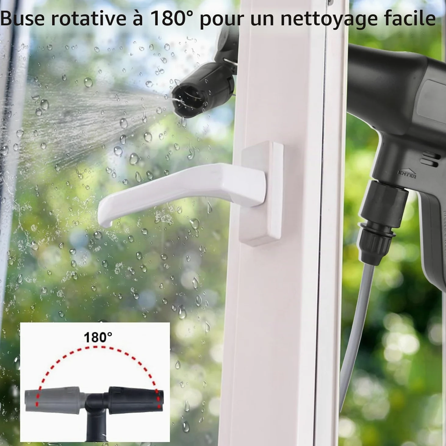 Nettoyeur Haute Pression sans Fil, 21V Max 200 Bar Nettoyeur Haute Pression avec Batterie de 3,0Ah, Press & Clean Pistolet de Lavage avec écran LCD de Puissance et 3 Vitesses (Noir avec 2 Batterie)