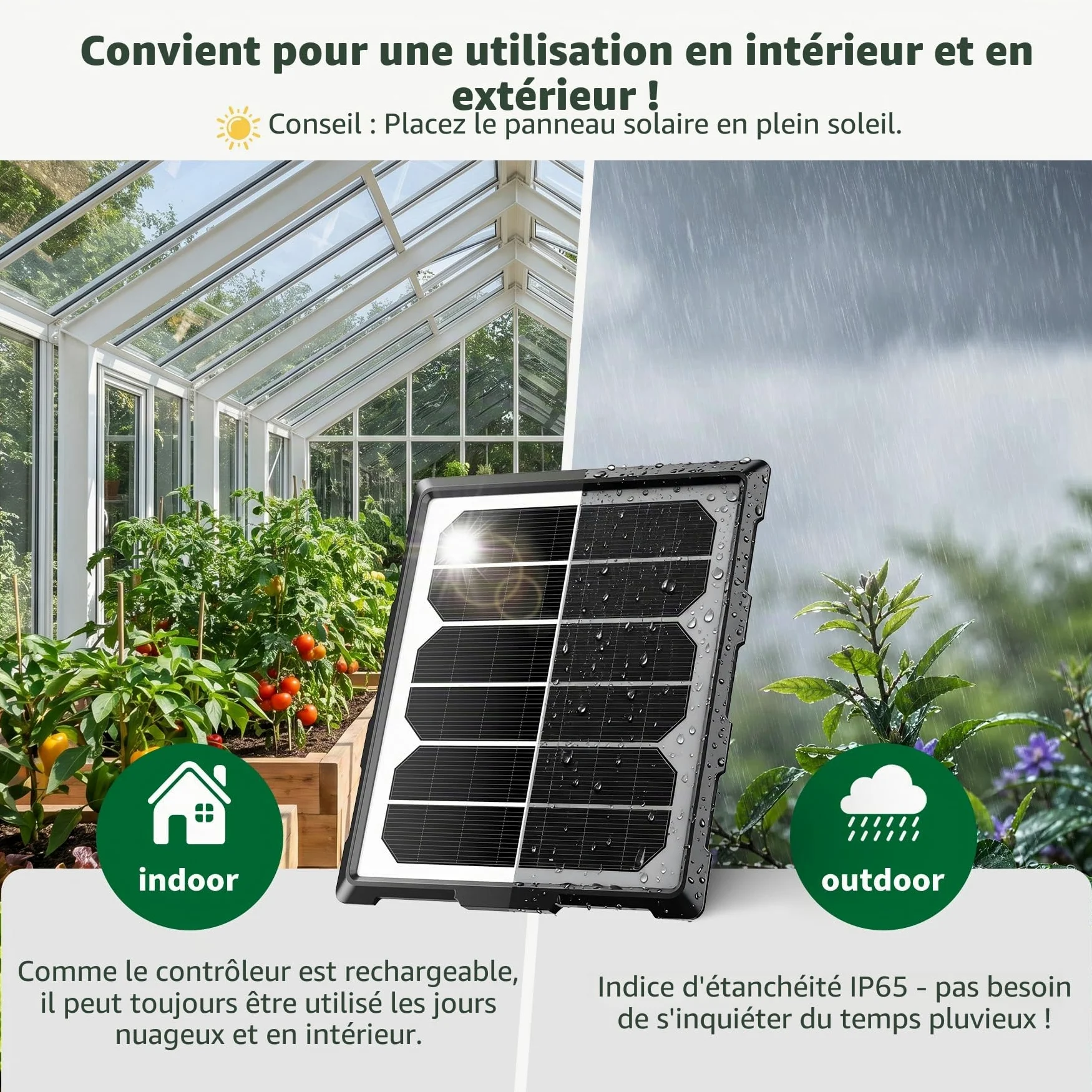Kit Arrosage Automatique Solaire pour Jardin avec Contrôleur, 2200mAh Rechargeable Système D'irrigation Goutte à Goutte 132 Modes Arrosage Automatique pour Jardin, Balcon, Pelouse