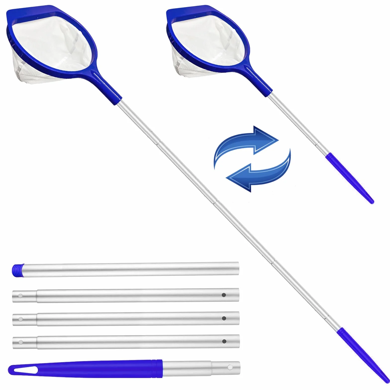 Epuisette Piscine Maille Extra Fine 141cm Filet avec Manche Telescopique