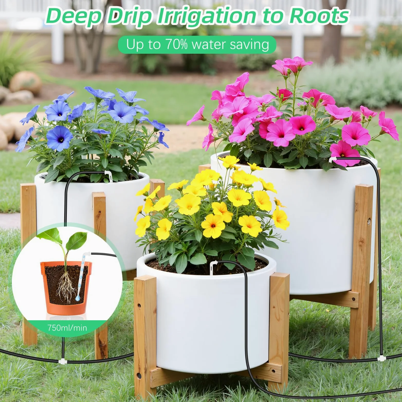 Kit D'irrigation Goutte a Goutte Énergie Solaire, Système Arrosage Automatique Goutte à Goutte, Systeme D'irrigation Jardin Avec 10M Tuyau Arrosage, Programmateur Arrosage pour 15 Pots