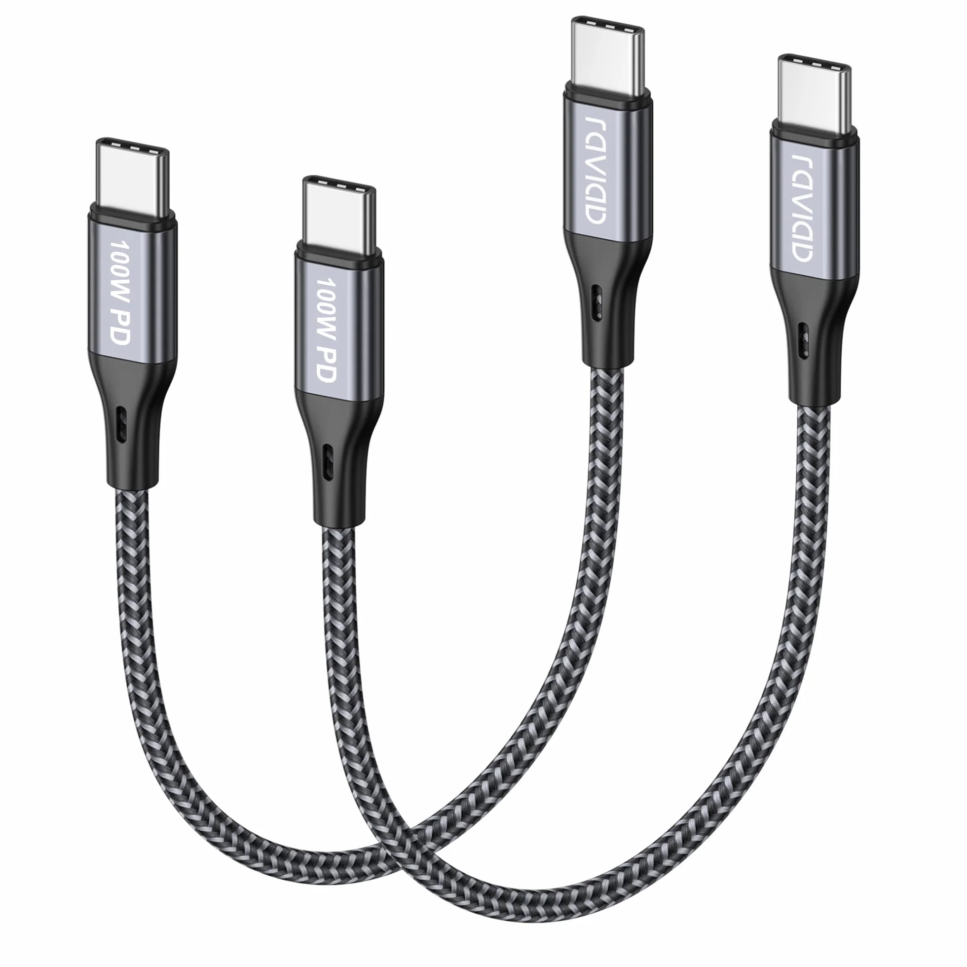 RAVIAD 100W Câble USB C vers USB C Lot de 2 50CM Charge Rapide PD 5A/20V avec Puce E-Mark pour iPhone 16/15 Samsung Galaxy S25/S24/S23 MacBook