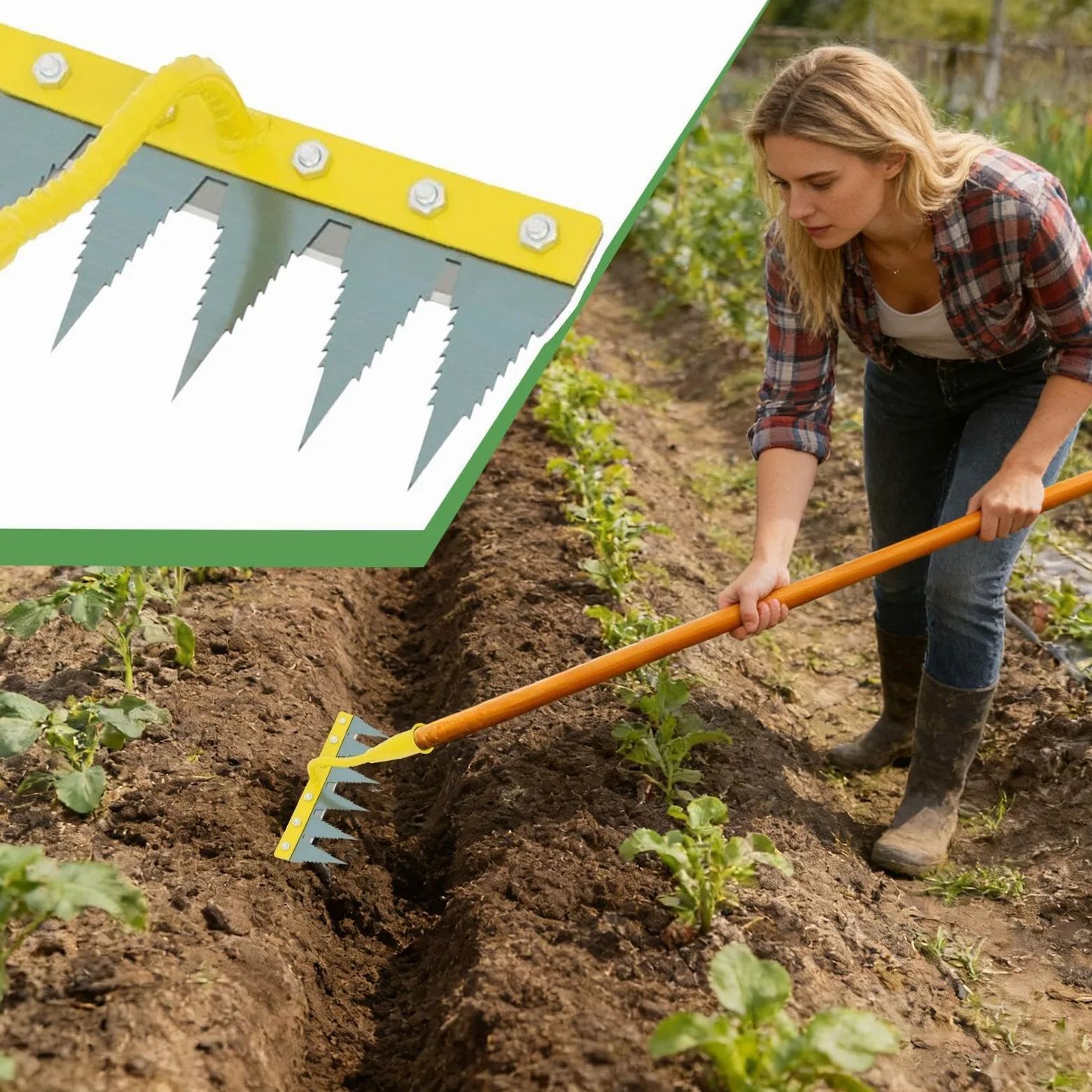 Générique Râteau à Gazon de Jardin Désherbeur-niveleur Robuste | Désherbeur manuel pour jardin, pelouse, cour, parterre de fleurs, serre, pépinière, verger, ferme, extérieur
