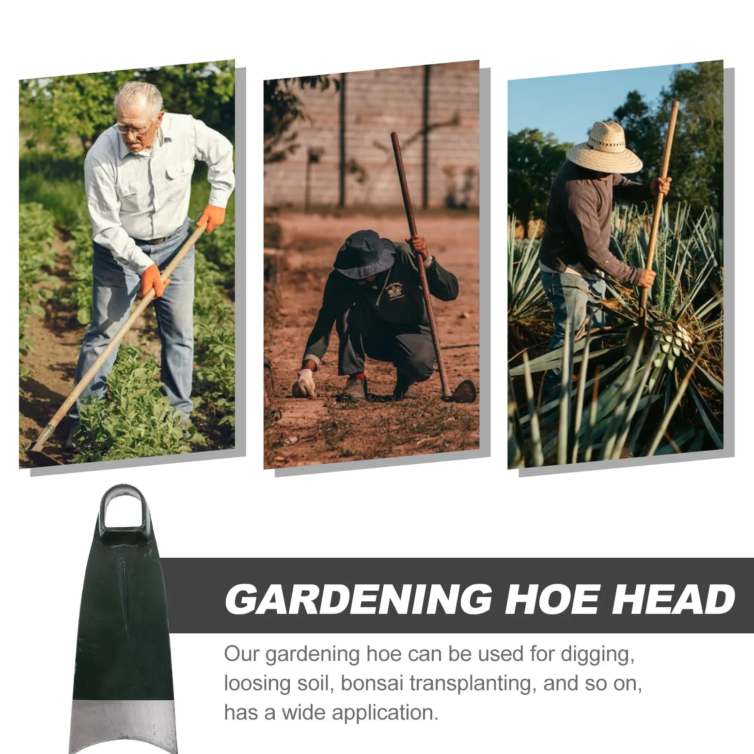 Houe de Jardin en Acier Inoxydable Robuste Lame Remplaçable pour Creuser le Sol et Désherber Efficacement au Potager
