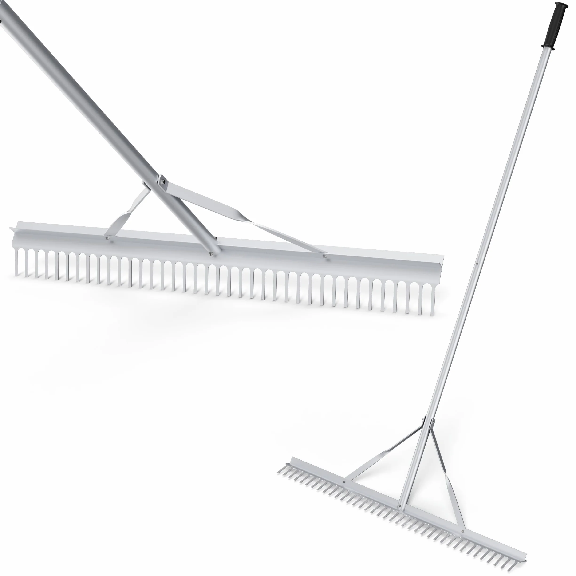 FANTASK Râteau de Jardin avec tête de râteau de 91 cm de Large et Long Manche, en Aluminium avec 36 Dents, râteau à Feuilles, râteau à Gazon pour ameublir Le Sol, Entretien du Paysage