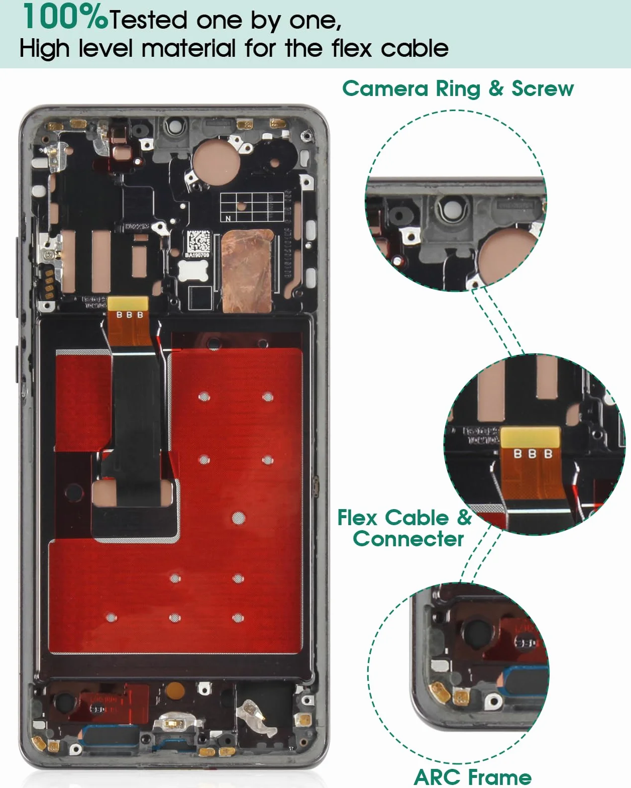 Écran LCD OLED de rechange pour Huawei P30 Pro VOG-L29 VOG-L09 VOG-AL00 VOG-TL00 avec cadre