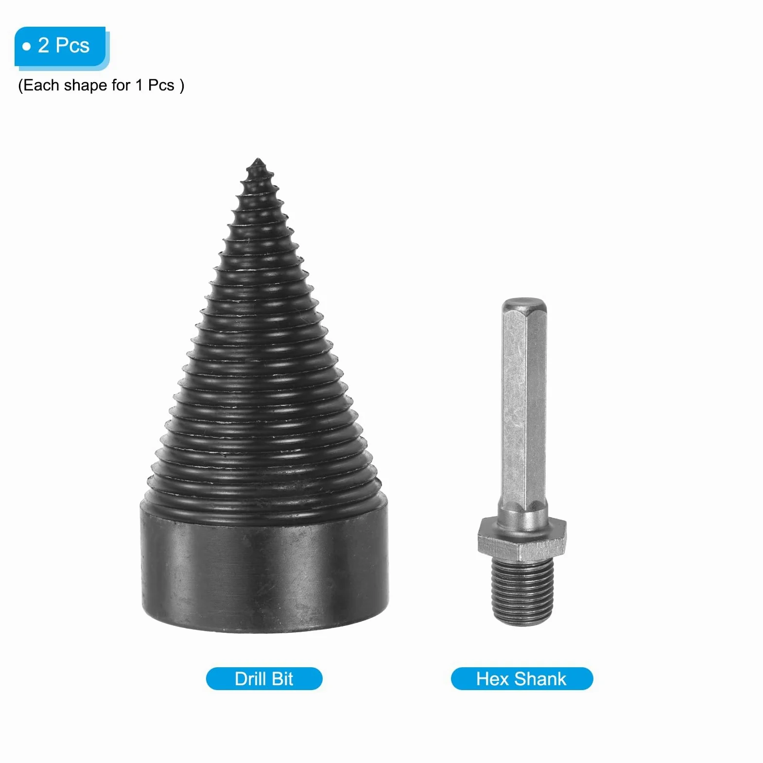 PATIKIL Fendeuse de bûches de bois de chauffage de 50 mm, forets électriques amovibles avec tige hexagonale pour la maison et l'extérieur