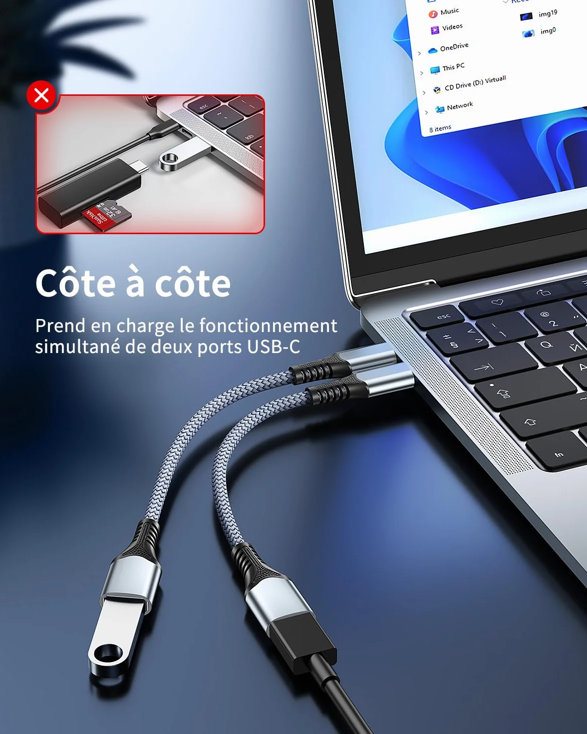 ANDTOBO Adaptateur USB C vers USB 3.0 OTG, Câble Thunderbolt3 pour iPhone 15 Pro Max, Samsung Galaxy S23, MacBook Pro
