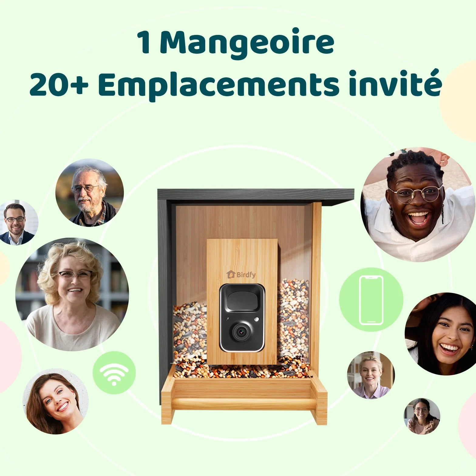 Netvue Birdfy Mangeoire Oiseaux Bambou Caméra Solaire Vision Nocturne Capture Auto Images Vidéos Notification