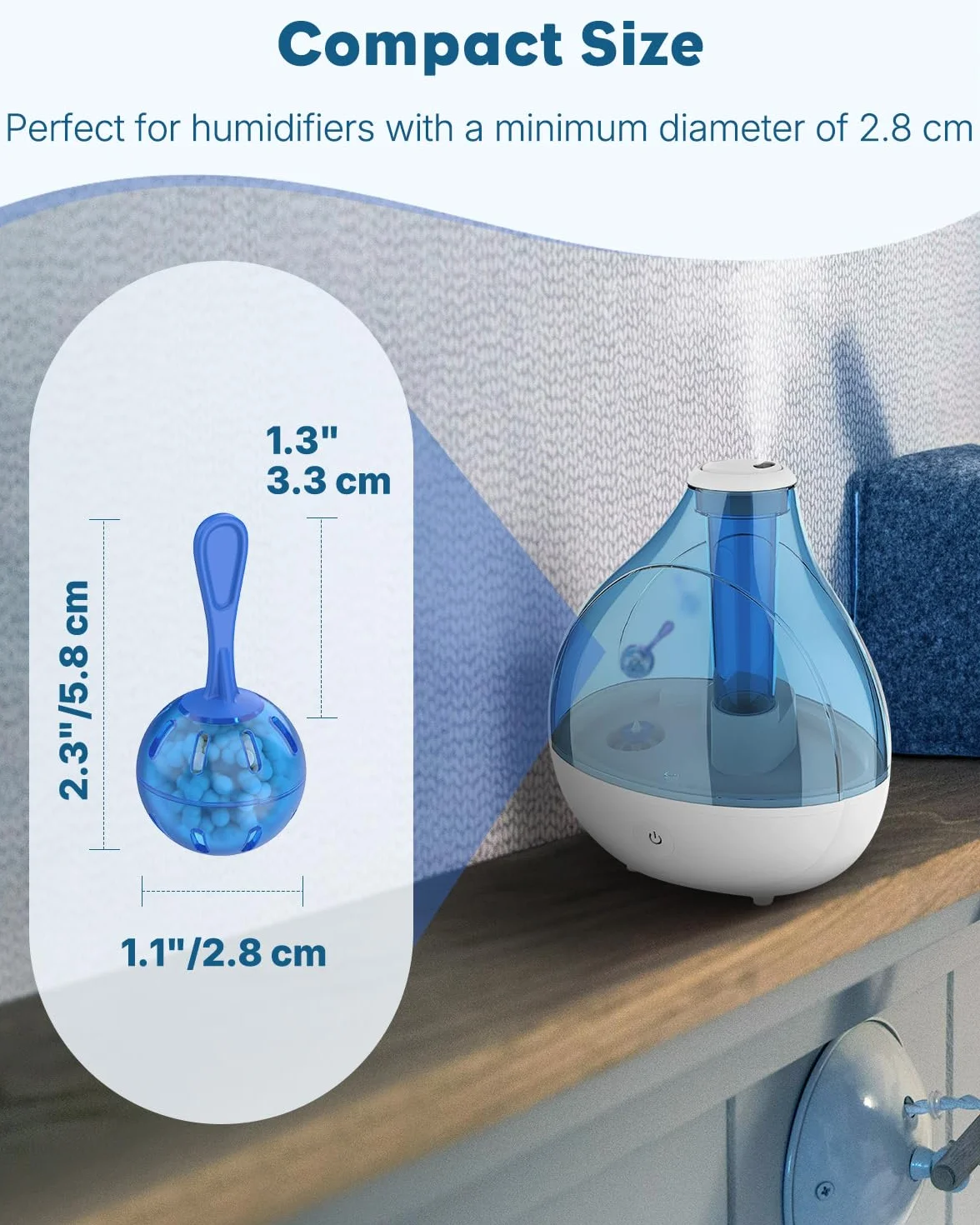 Pawfly Nettoyeur Humidificateur Balle Déméralisation pour Humidificateur et Aquarium Maison Bureau Purifier Eau Éliminer Poussière Blanche Prévenir Calcaire