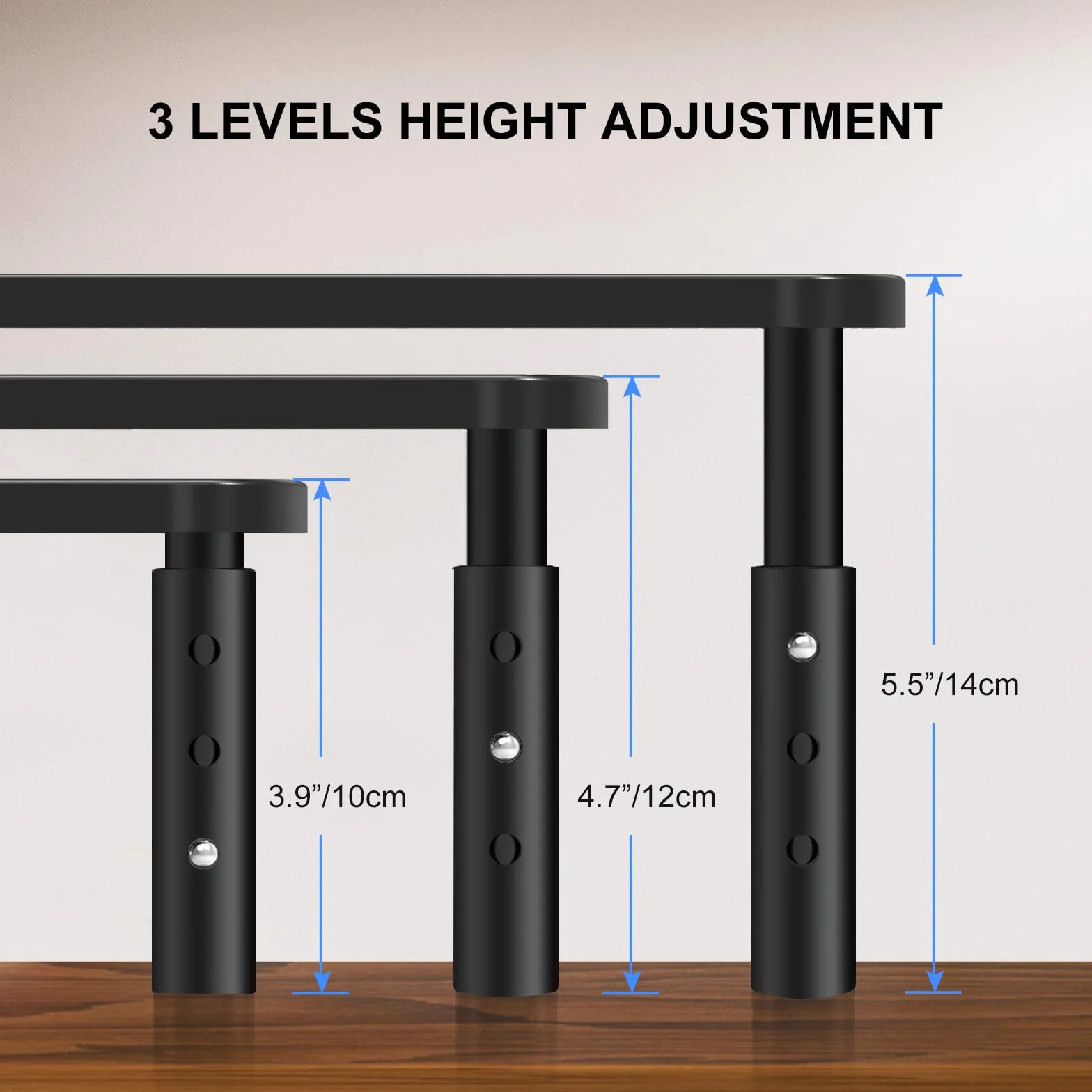 Bracwiser Support Moniteur Réglable 3 Hauteurs Plate-Forme Métallique Ventilée 370x235mm 20 kg
