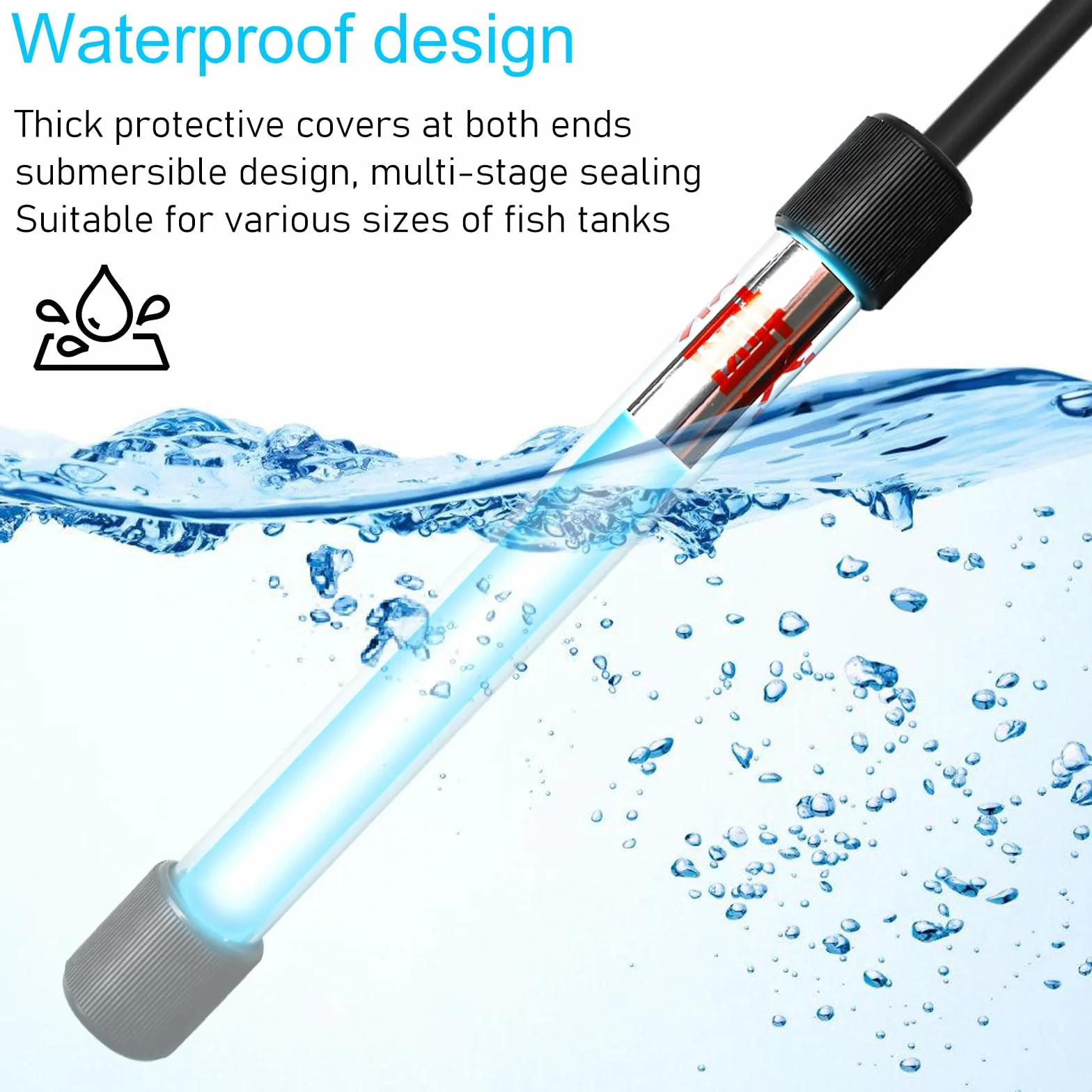 Lampe stérilisateur UV pour aquarium avec minuteur 13 W - Clarificateur d'eau UV contre les algues et les bactéries - Lumière UV pour bassin filtrant, étang, piscine, aquariums - Lampe de