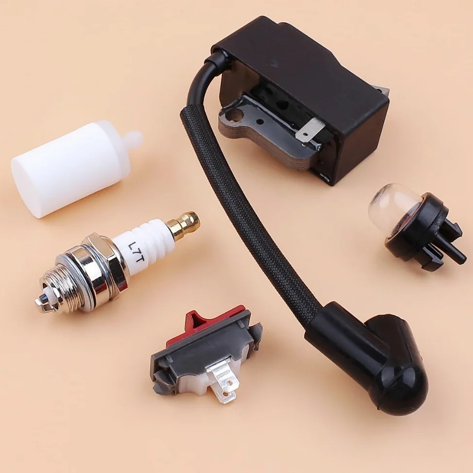 ROEDE Bobine d'allumage Interrupteur Marche/arrêt Bougie d'allumage Kit d'ampoule d'amorce adapté for Husqvarna 235R 232R 232L 240RJ débroussailleuse Tondeuse 537038501