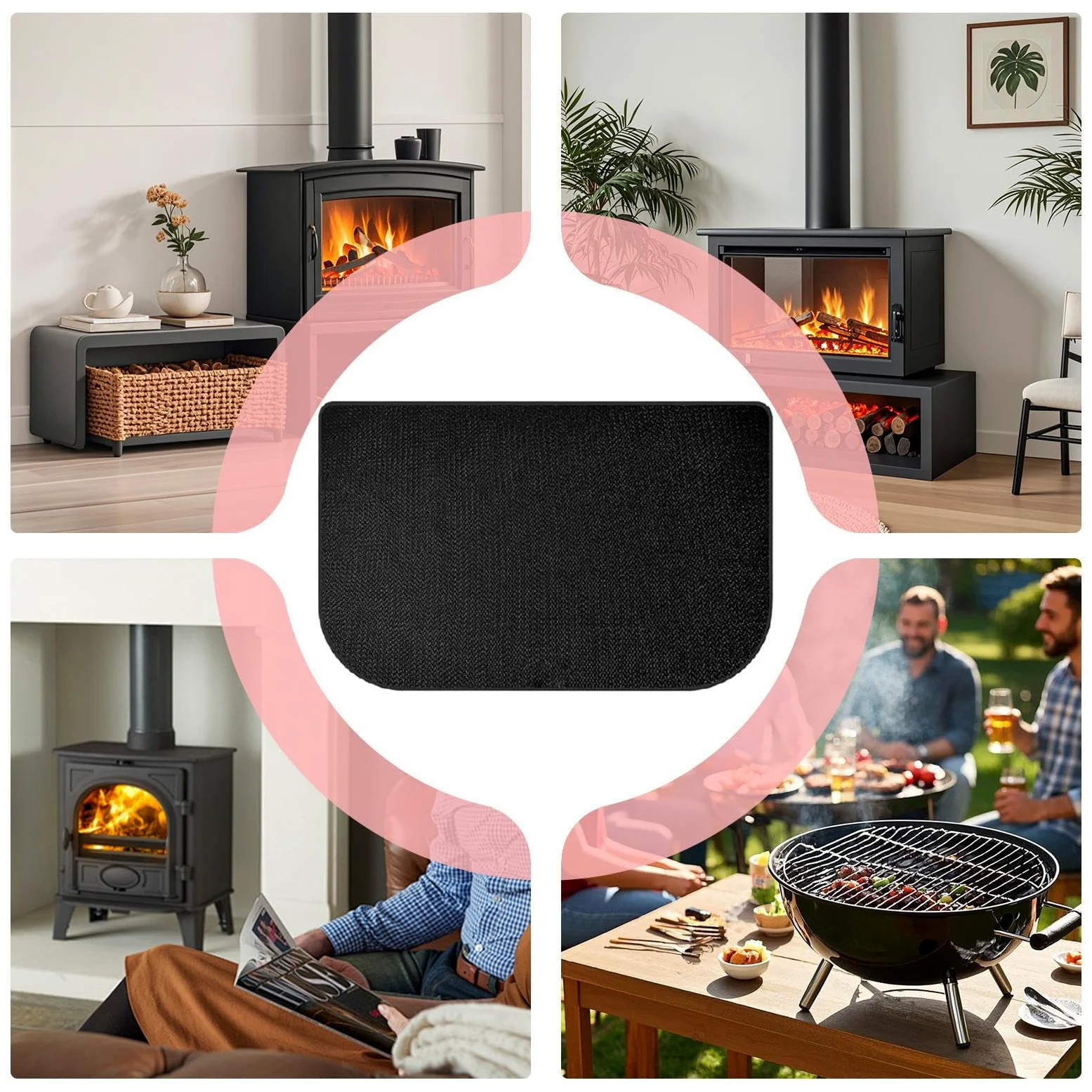 Tapis de Cheminée Ignifuge Protecteur Résistant aux Flammes | Tapis pour Poêle à Bois et Protecteur de Foyer pour Maison Appartement Salle de Classe Salon Camping Barbecue Feu de Camp