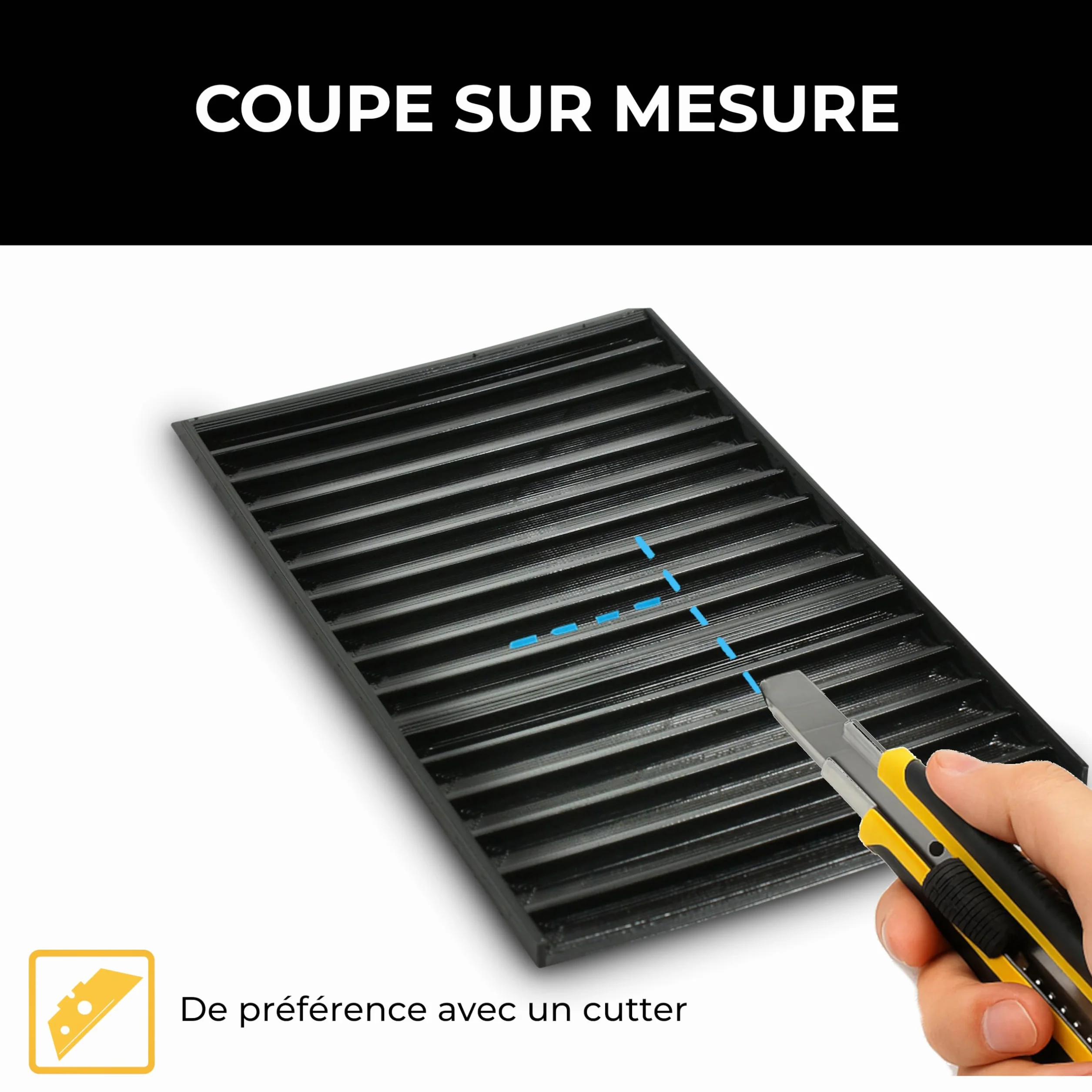 Tapis de Lavage d'or en Caoutchouc Noir découpable pour Sluice Box