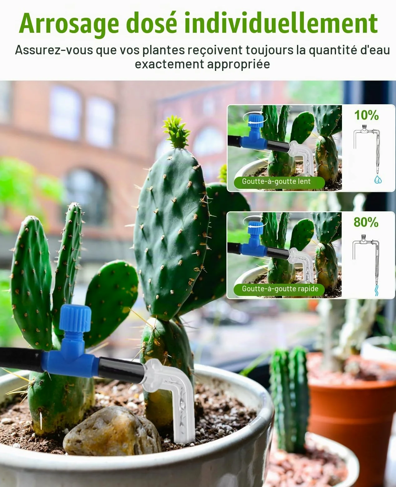 Lvelfe Système d'arrosage automatique, Kit d'irrigation goutte à goutte automatique, affichage LED et alimentation USB, système d'irrigation d'intérieur pour plantes en pot