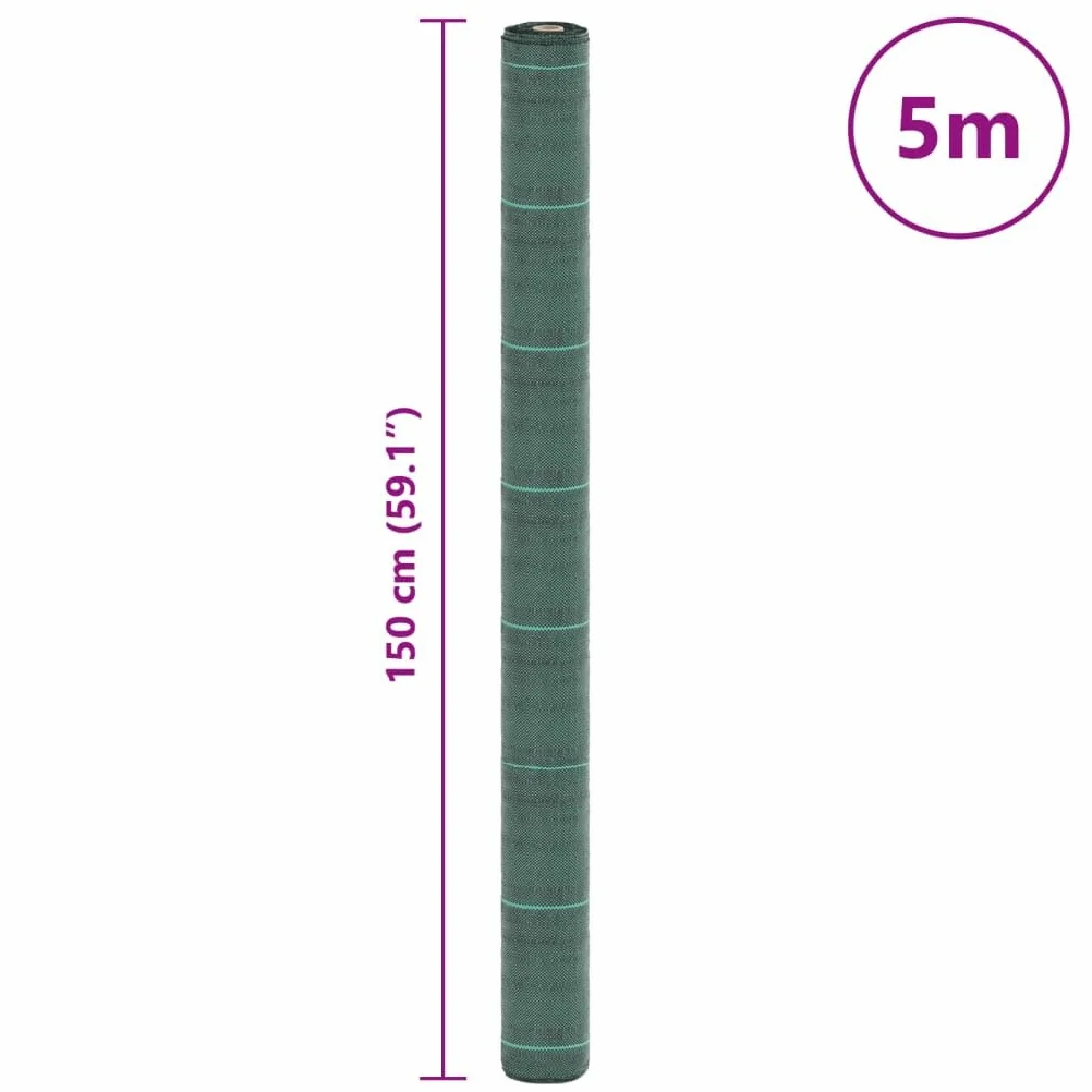 Membrane Anti Mauvaises Herbes Verte en PP, géotextile 1,5 x 5 m, Toile de paillage 60 g m2, bache de Jardin, Feutre Permeable, pour terrasse Allee Gravier Potager et amenagement Exterieur