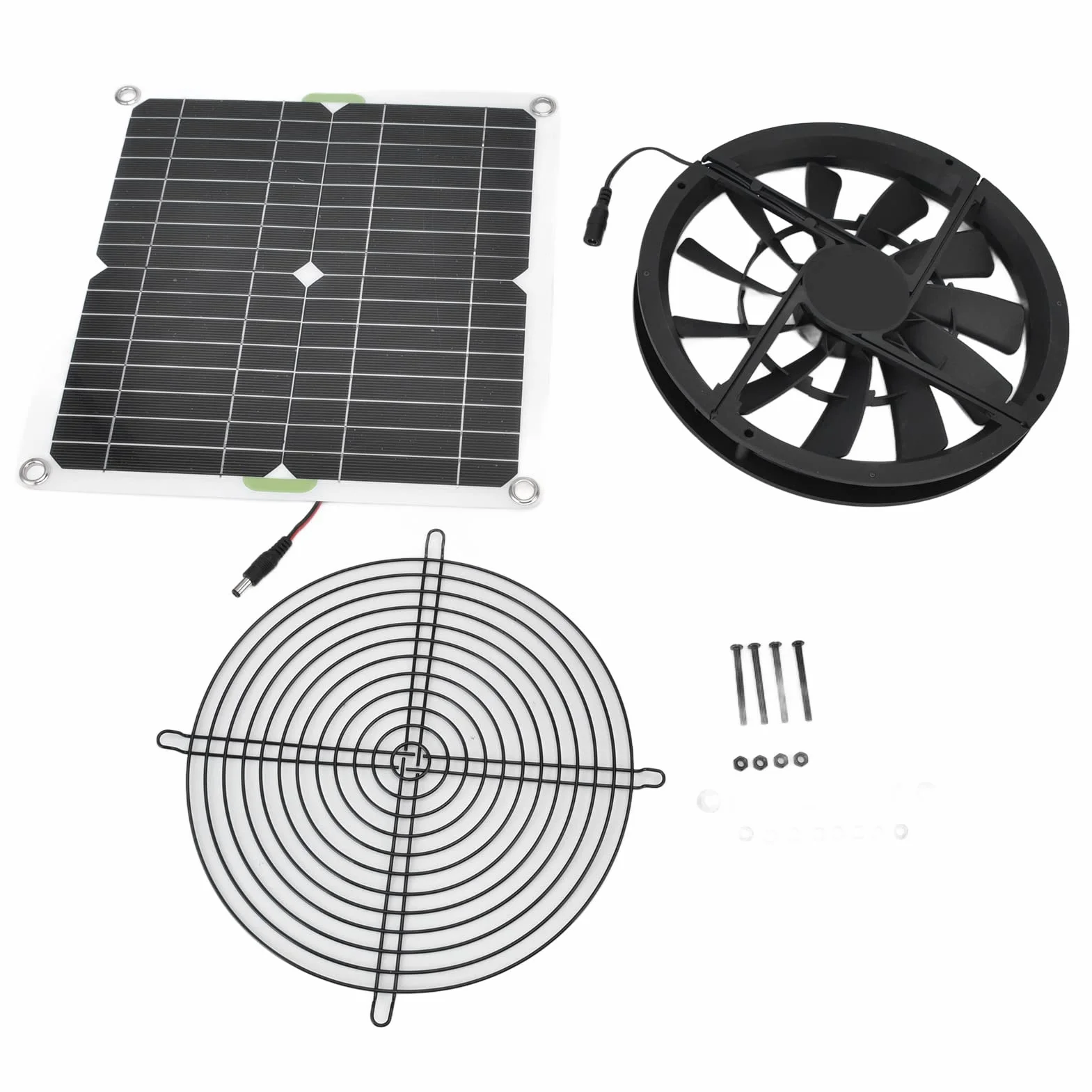 Luqeeg Kit de ventilateur à panneau solaire 100W 12V 25,4cm résistant aux intempéries pour grenier serres