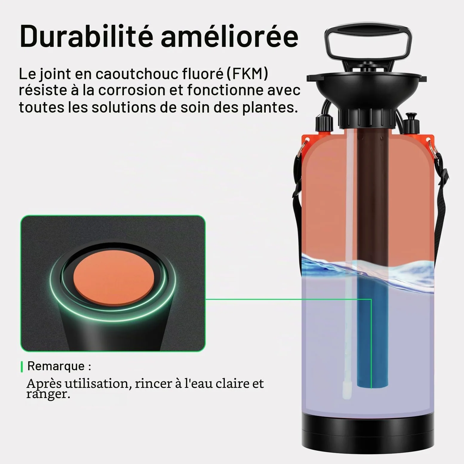 VIVOSUN Pulvérisateur à Pression 8L avec Sangle d'Épaule Réglable, Flacon d'Eau Pressurisé pour Pelouse et Jardin, pour l'Arrosage des Plantes, l'Entretien du Jardin et le Nettoyage Domestique, Orange