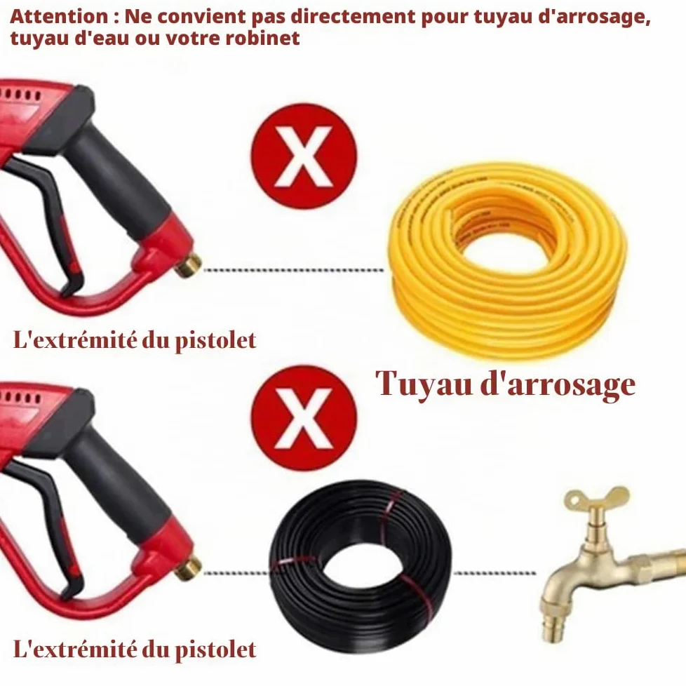 Lance Nettoyeur Haute Pression,Pistolet Nettoyeur Haute Pression,Pistolet Haute Pression,5000 psi Pistolet de nettoyage haute pression avec rallonge de rechange,5 embouts, Pour lavage des voitures