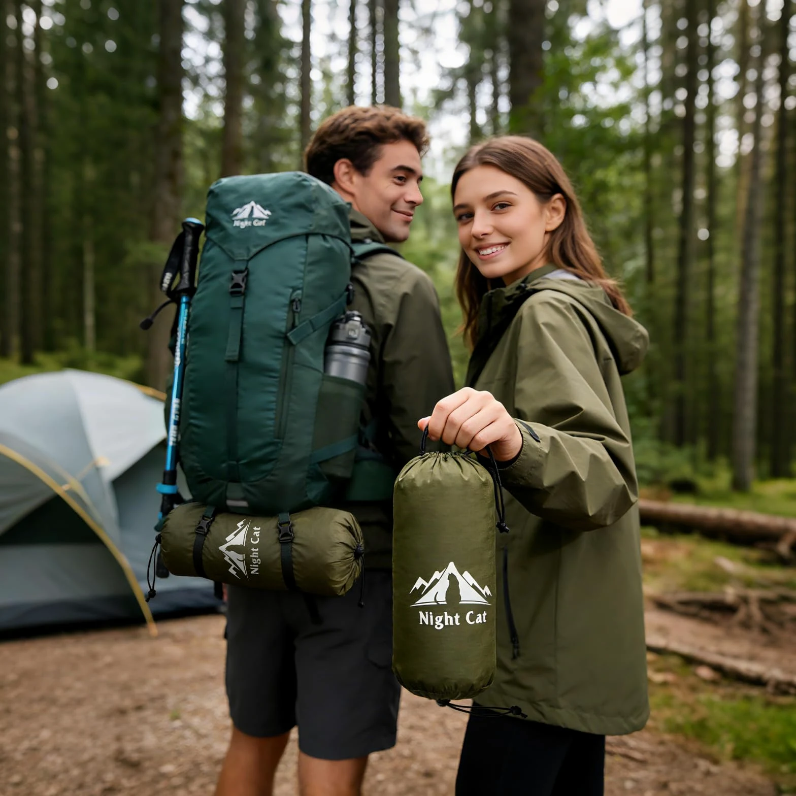 Nigt Cat Hamac Extérieur pour 1 Personne: Hamac Moustiquaire Léger Suspendu avec Matelas Gonflable pour Camping Bivouac Et Randonnée