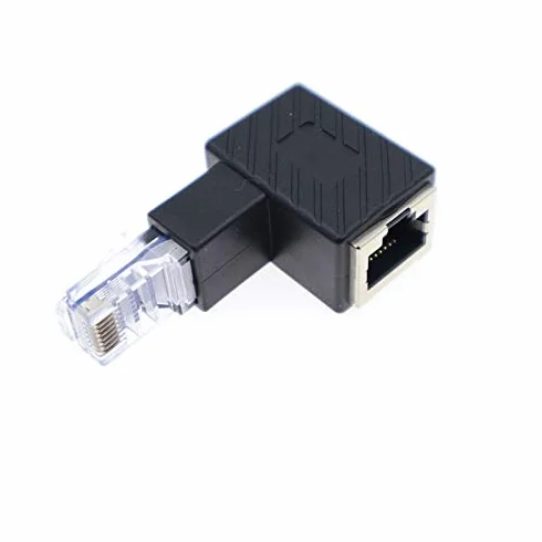 Adaptateur RJ45 8P8C Ethernet Cat5e Cat6 Cat7 90 Degrés Coudé Haut Femelle vers Mâle