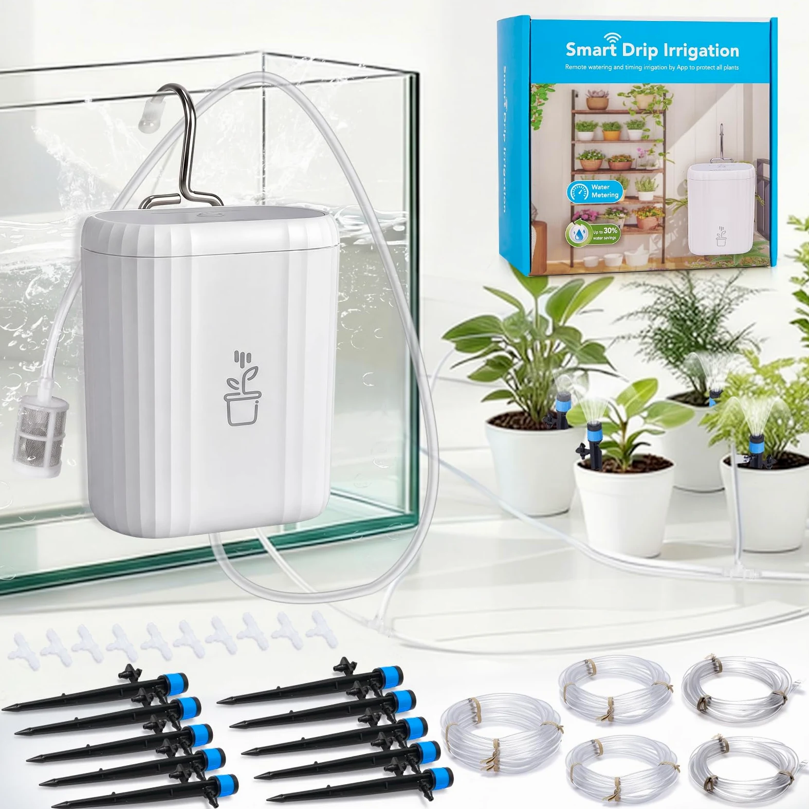 Système D'arrosage Automatique Wifi, App Control Système D'arrosage Automatique Pour Plantes En Pot D'intérieur, Kit D'arrosage Goutte à Goutte DIY Avec Alarme De Manque D'eau, Minuterie Programmable