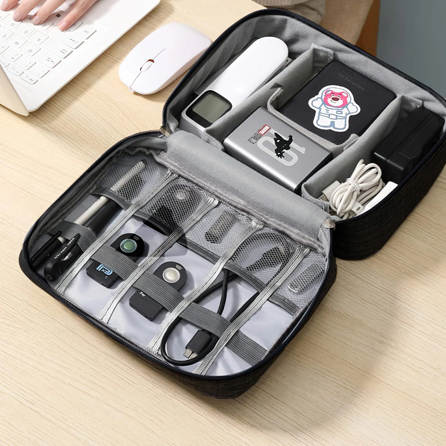 AiQInu Sac Câble Multifonctionnel Voyage Universel Électronique Cable Management pour Tablette Disque Dur Externe Chargeur Adaptateurs