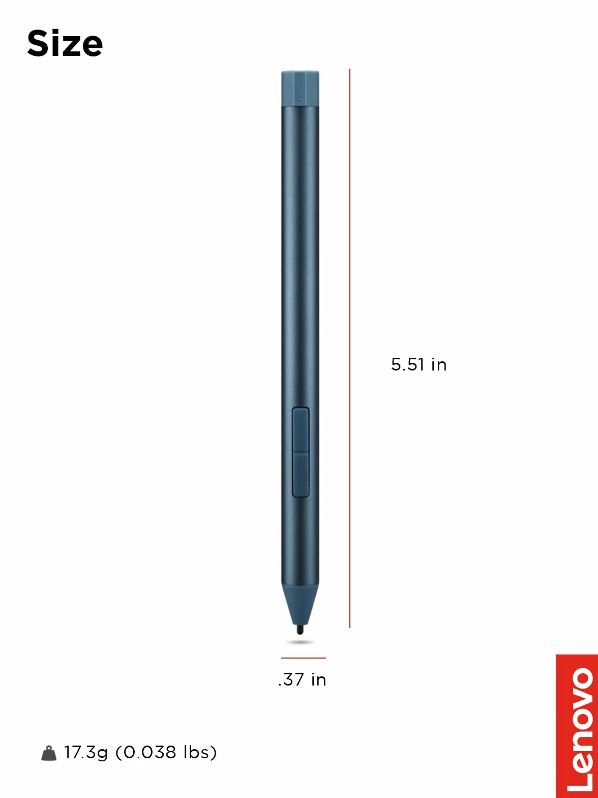 Lenovo Stylo numérique 3 pour Ordinateurs Portables, Reconnaissance d'inclinaison, Bleu Sarcelle