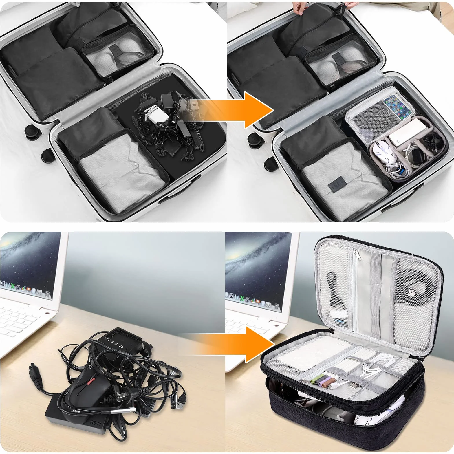 Sac Câble Multifonctionnel Universel pour Voyage Électronique Cable Management Tablette Disque Dur Externe Chargeur Adaptateurs