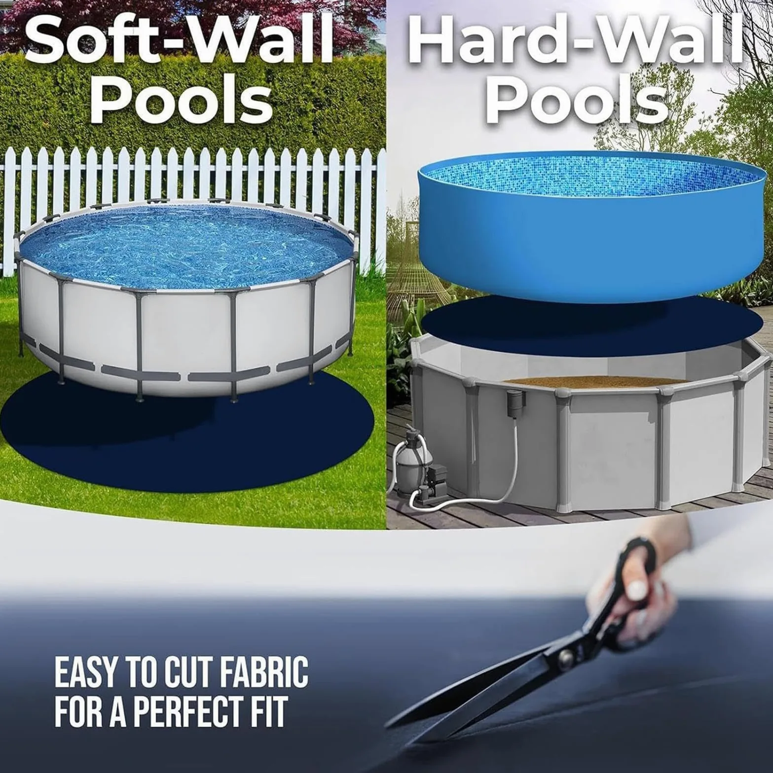 Générique 370cm Tapis De Revêtement De Piscine, Tapis De Sol Rond pour Piscine, Petits T-apis De Spa pour L'extérieur, T-apis De Sol De Piscines Antidérapant pour Sols en Gravier, Ciment Et Béton