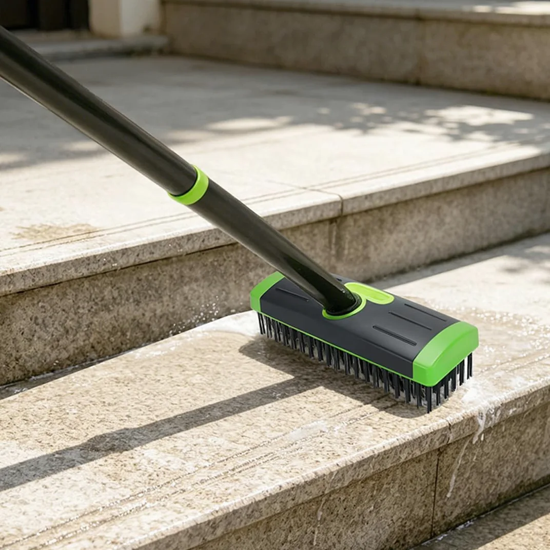 Ensemble de brosses désherbantes 3-en-1, Outil pour Joints de pavés avec Long Manche Amovible, Brosse métallique et grattoir pour terrasse, allée, Trottoir et Jardin (Black)