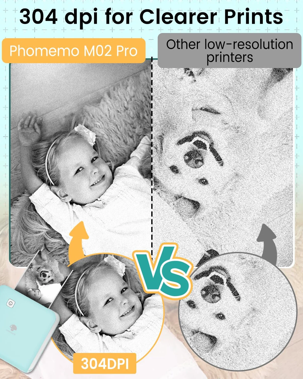 Phomemo M02 Pro Imprimante Portable Thermique 300 DPI Bluetooth Vert