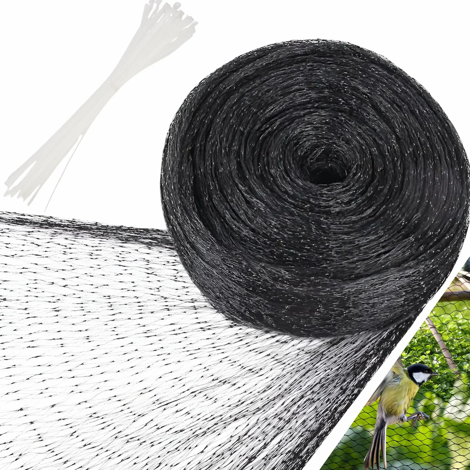 Vaskula Filet Anti Pigeon Ouverture 0,78x0,78 Pouces Filet Anti Oiseaux 4 x 15M Réutilisable Robuste avec 50 Attaches Cravates