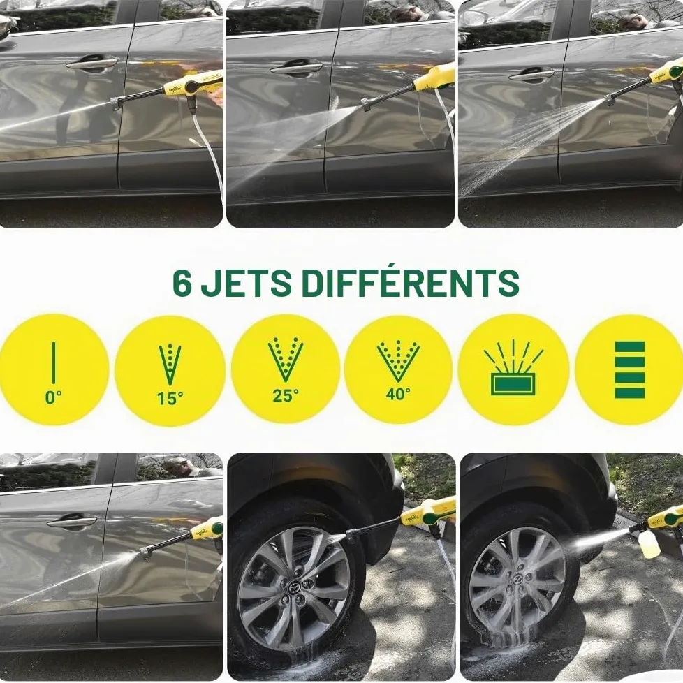 Gardirex - Nettoyeur à Pression portatif sans Fil Water Beamer - 6 Jets, Tuyau 5m, portée 10m