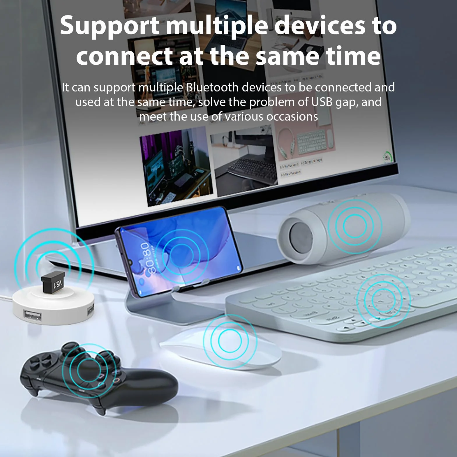 Adaptateur USB sans fil PC, hub signal compact, récepteur Plug and Play universel