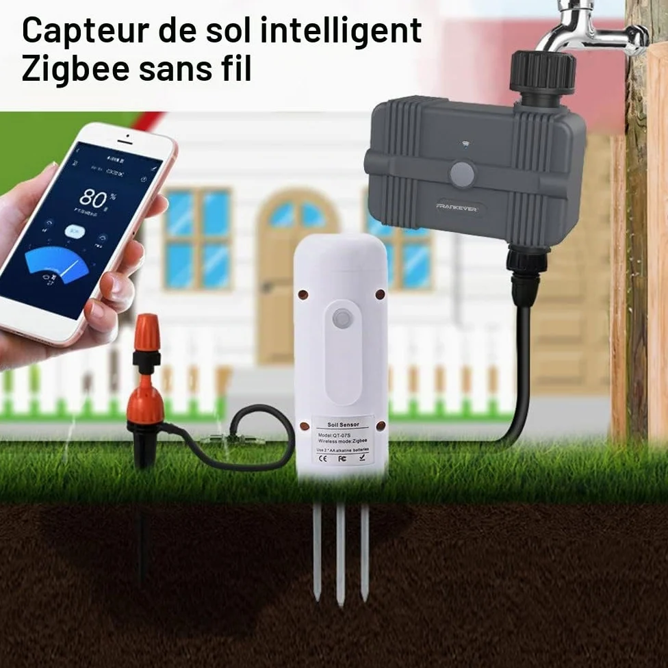 Tuya Zigbee Testeur d'humidité du sol sans fil Détecteur étanche IP67 pour plantation de jardin