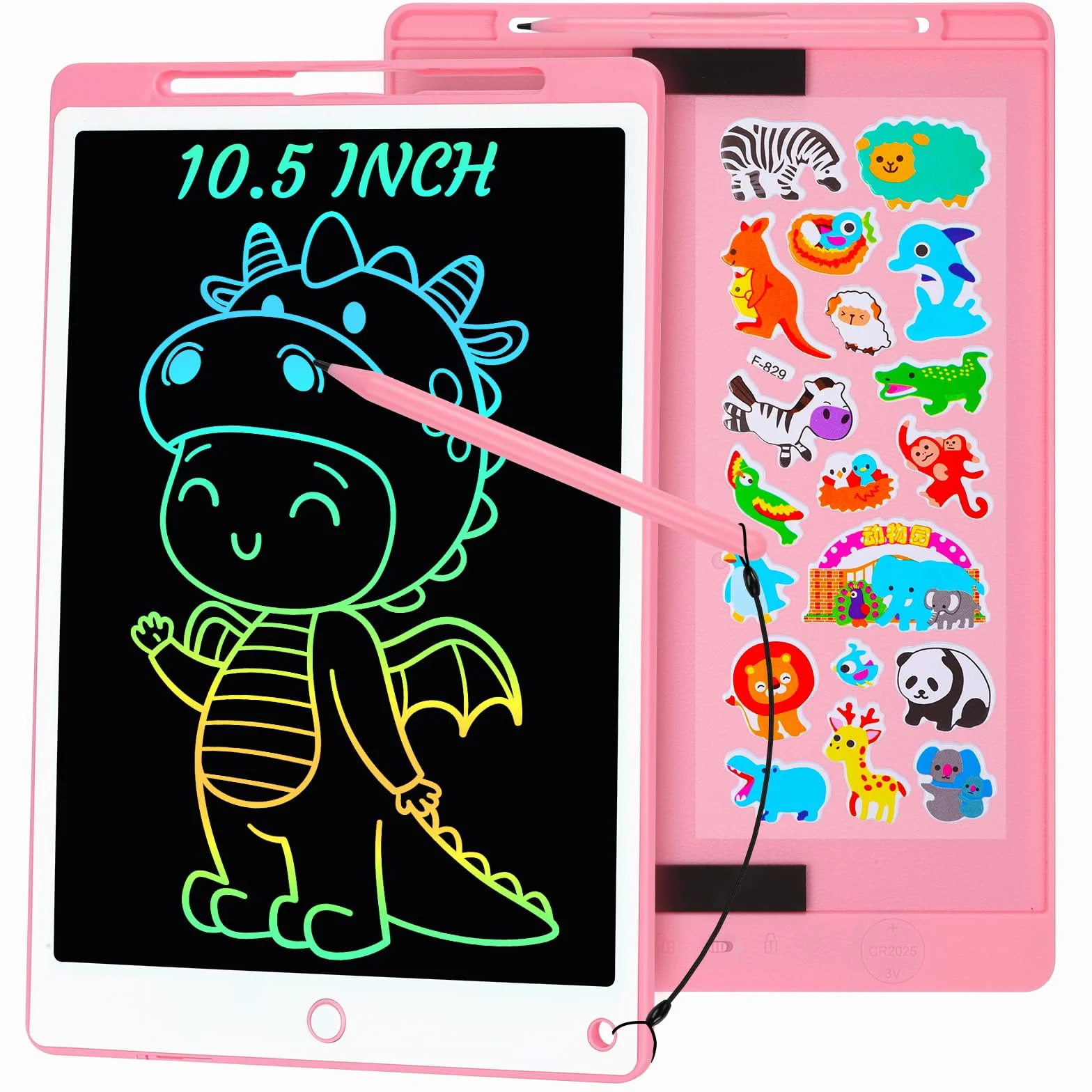 Tablette Dessin Enfant 10.5 Pouces Écriture LCD avec Bouton Suppression Interrupteur Verrouillage Rose