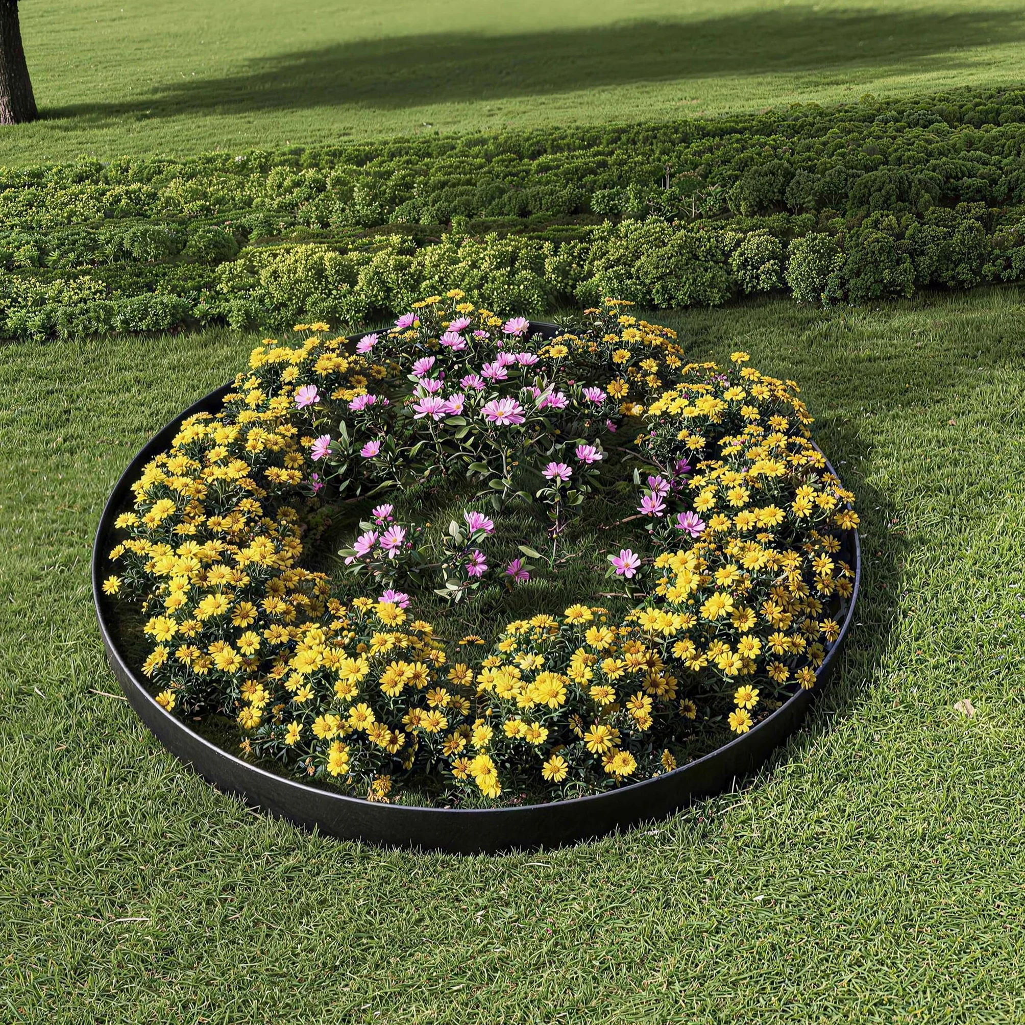 ACXIN Bordure de pelouse en métal - 15 cm de haut - Surface galvanisée - Bordure polyvalente pour paillis d'écorce, comme bord de tonte ou anneau d'arbre, robuste, flexible et rapide à installer (noir